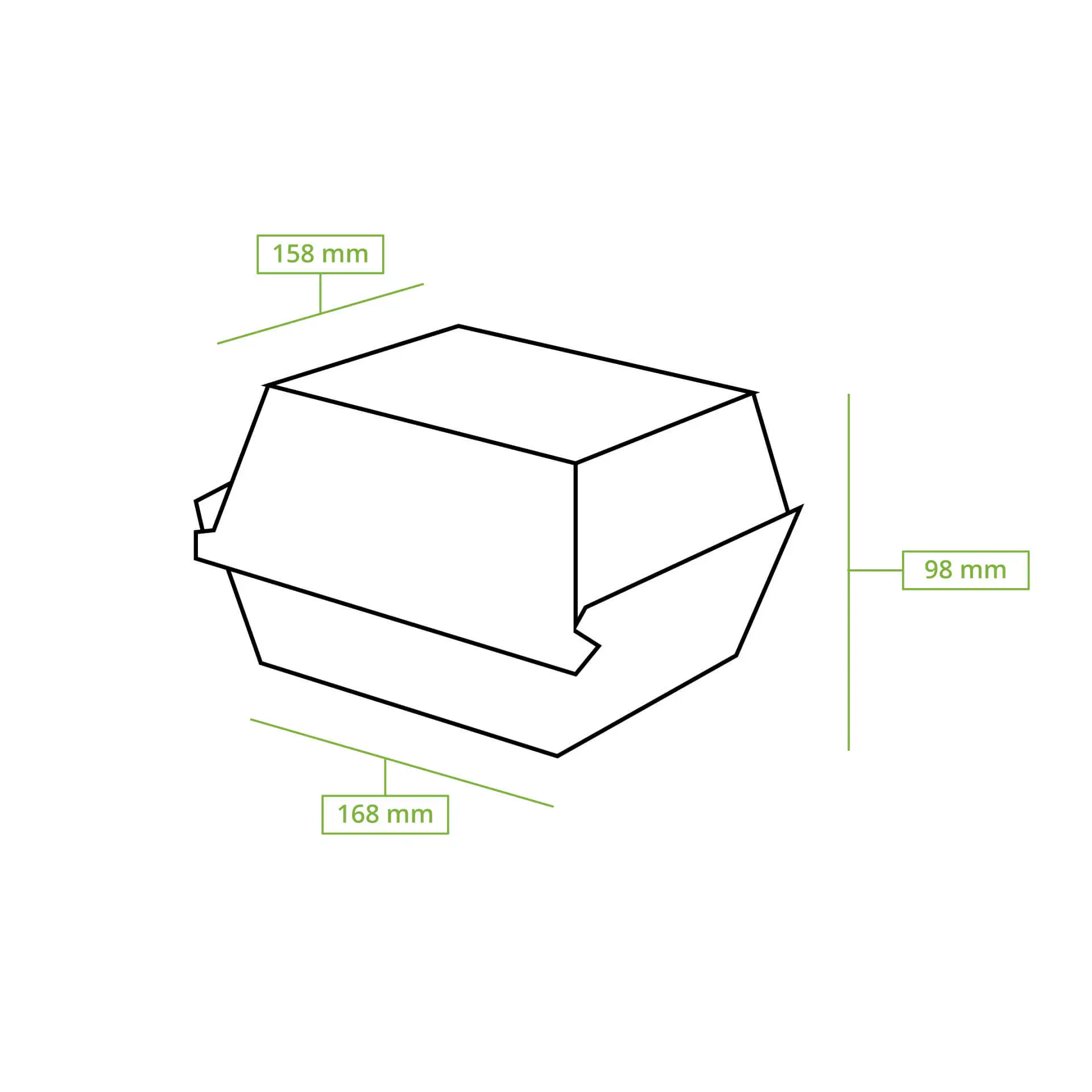 Takeaway-burger boxes 16.8 x 15.8 x 9.8 cm, kraft board