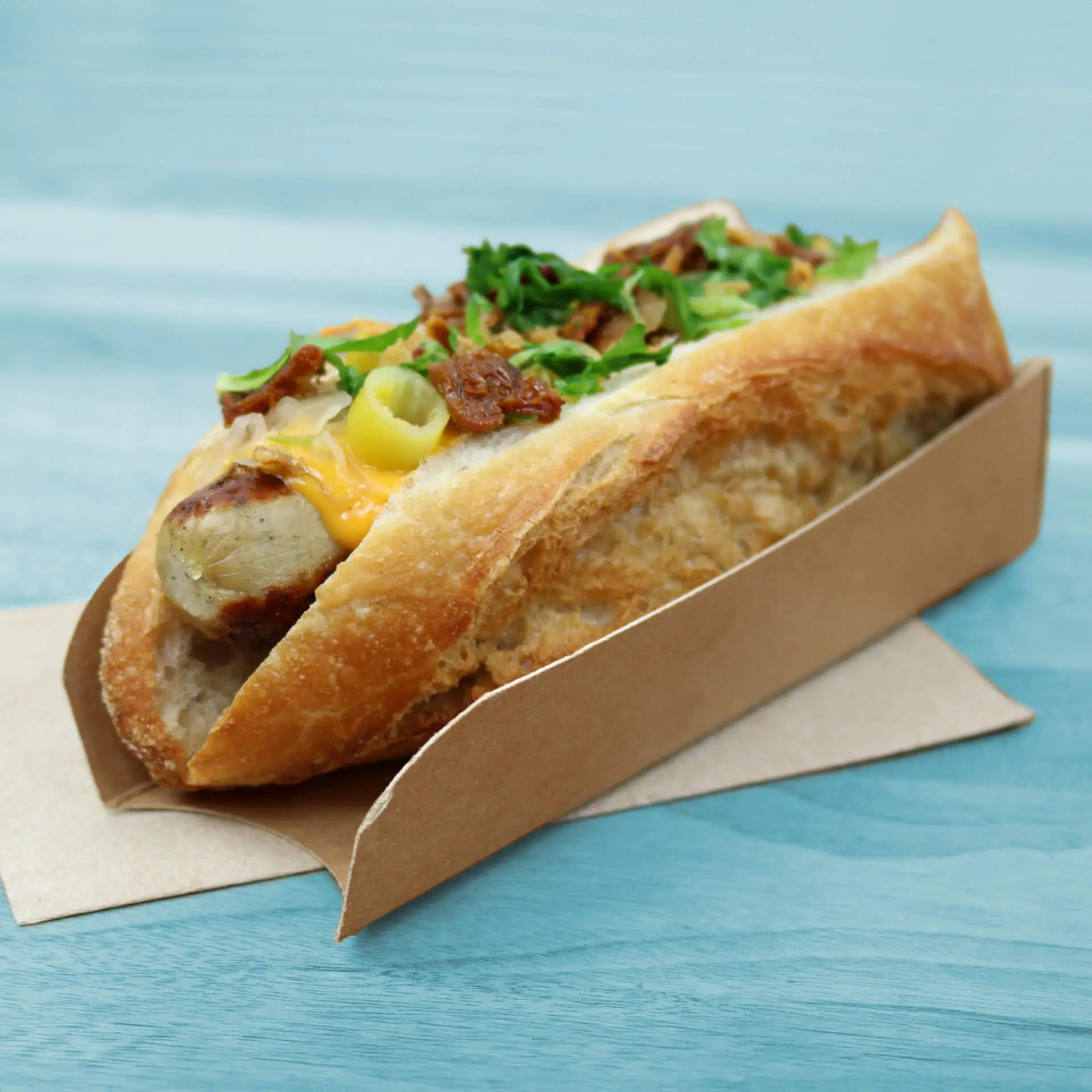 Hot dog tray, kraft 18 x 5 cm, foldable Hot dog tray, kraft 18 x 5 cm, foldable