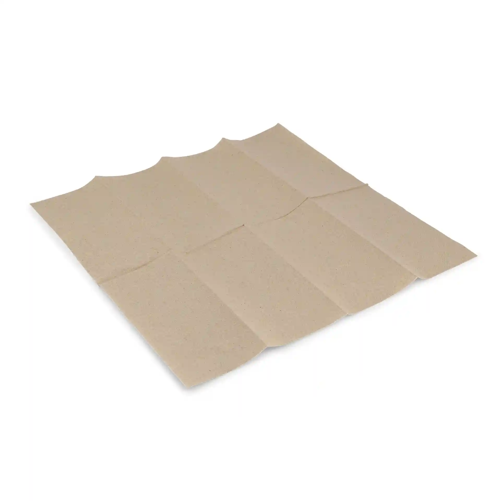 Rectangular unbleached recycled paper napkin, 40 x 40 cm, 2-ply, 1/8 fold, laid flat on a white background.