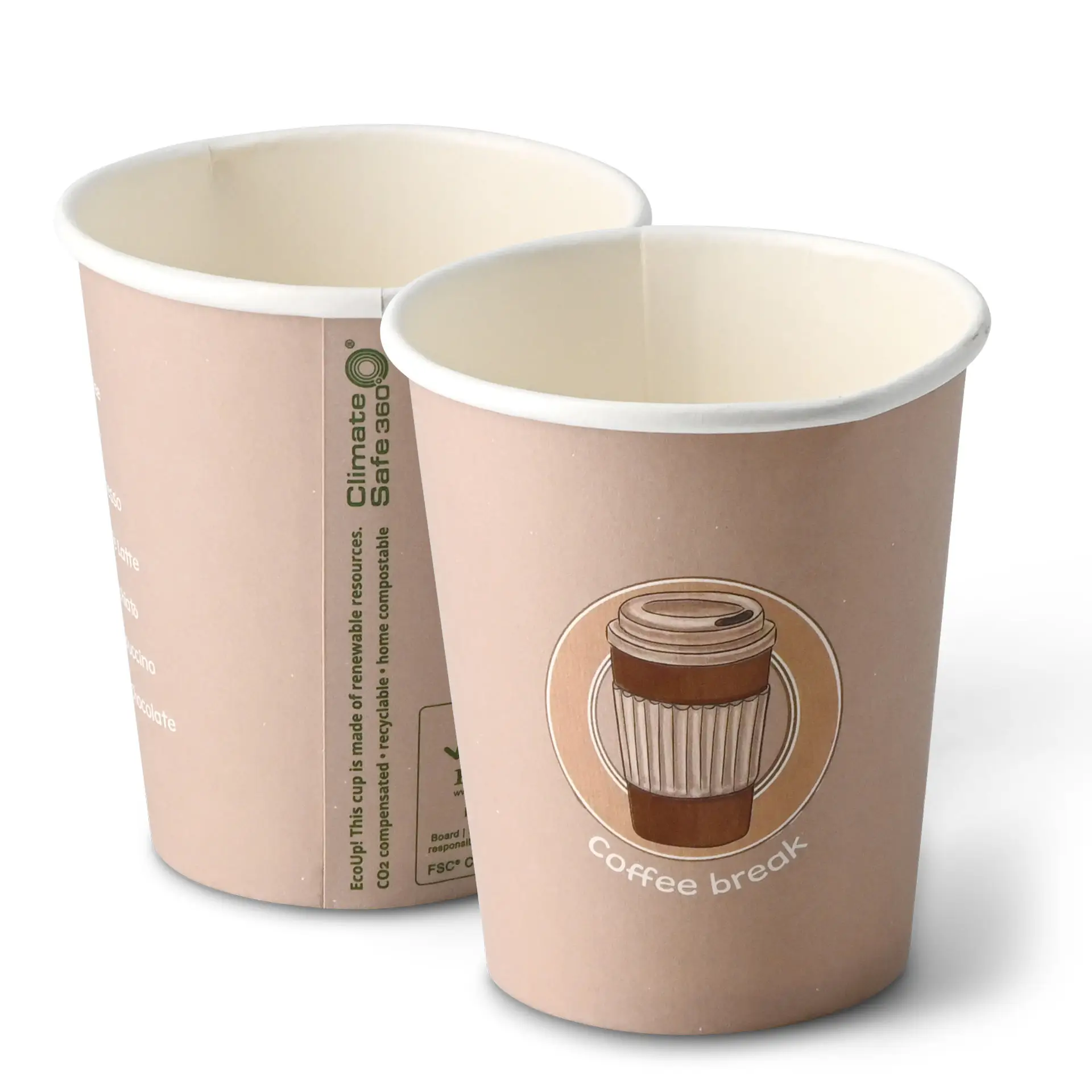 8 oz Paper cup printed with "Coffeebreak", Ø 80 mm, white 8 oz Paper cup printed with "Coffeebreak", Ø 80 mm, white