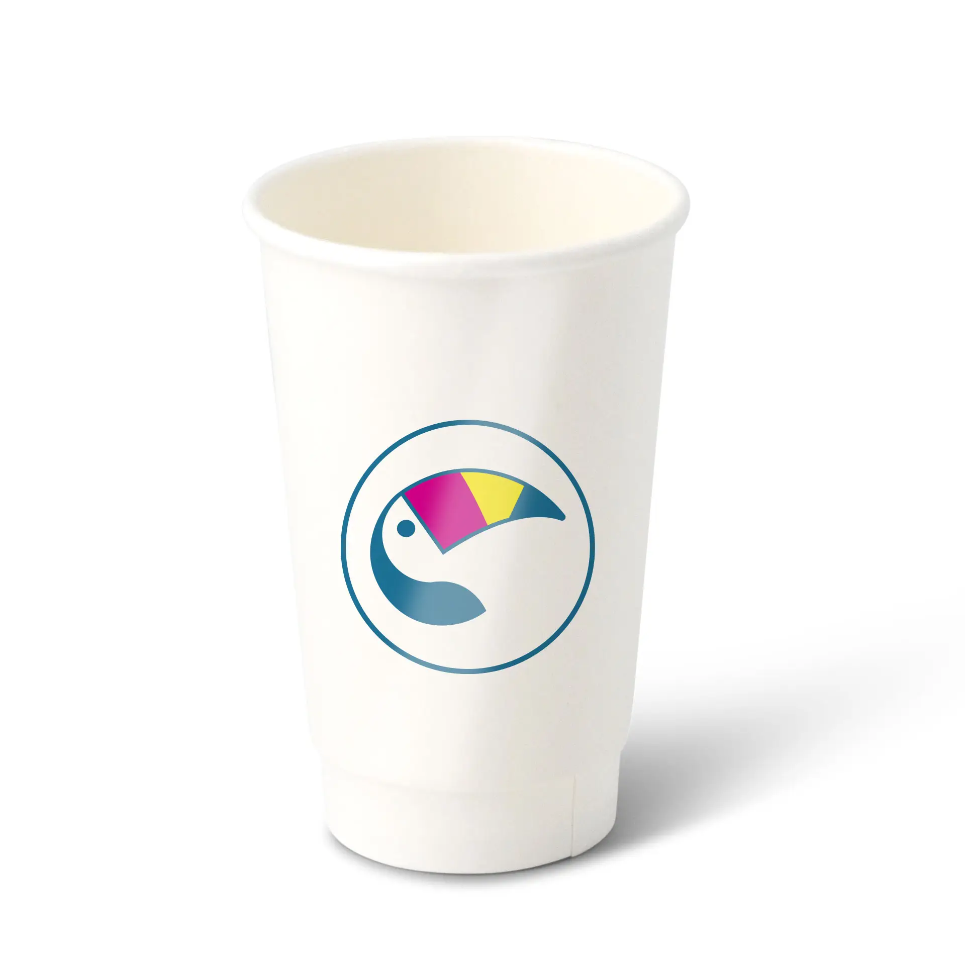 Custom Printed Paper Cups (Double-Walled) 400 ml / 16 oz, double-walled, white, glossy, water-based barrier