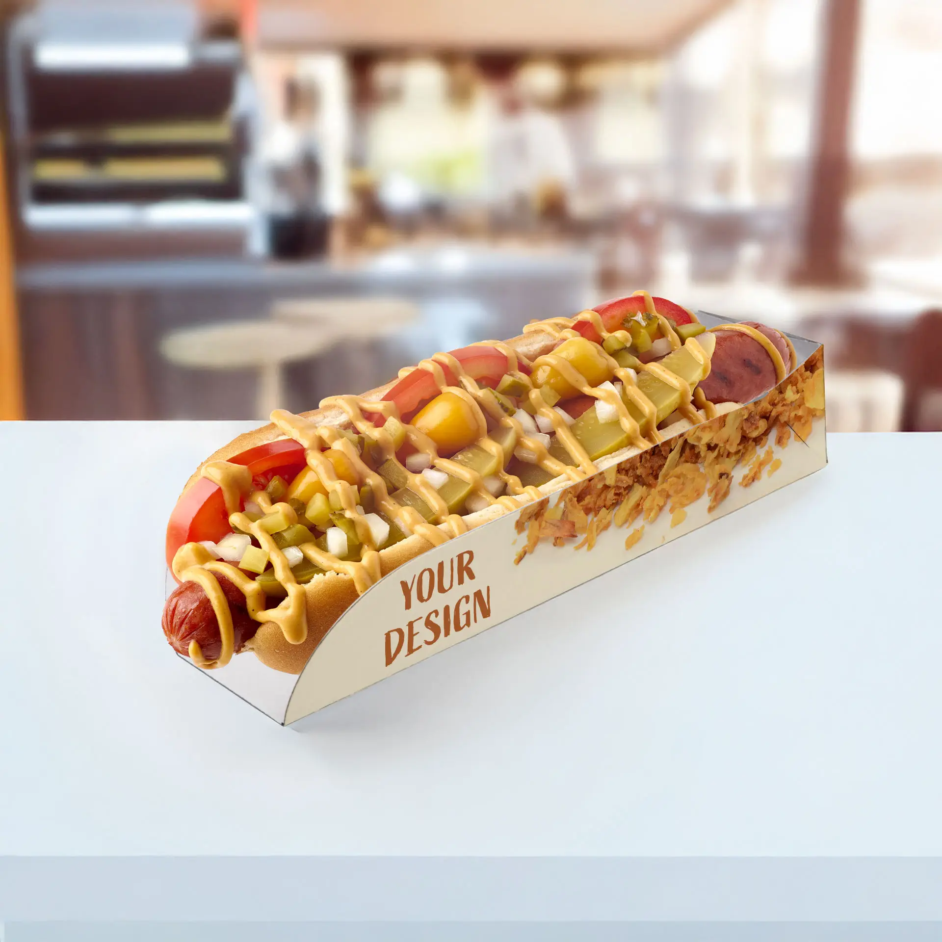 Print Hot Dog packaging, 20 x 5 x 4 cm, white