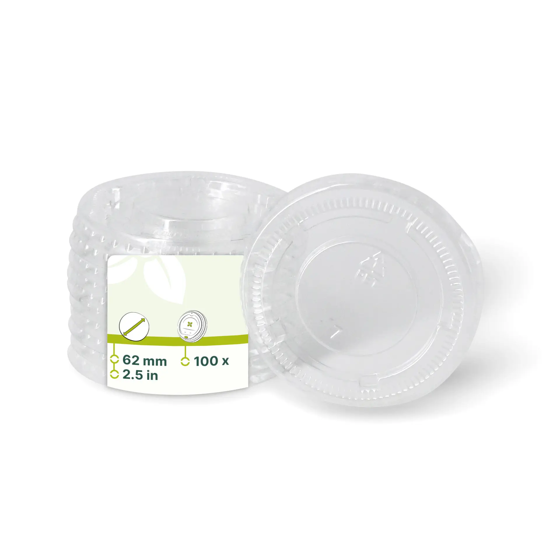 PET lids Ø 62 mm, clear, round PET lids Ø 62 mm, clear, round