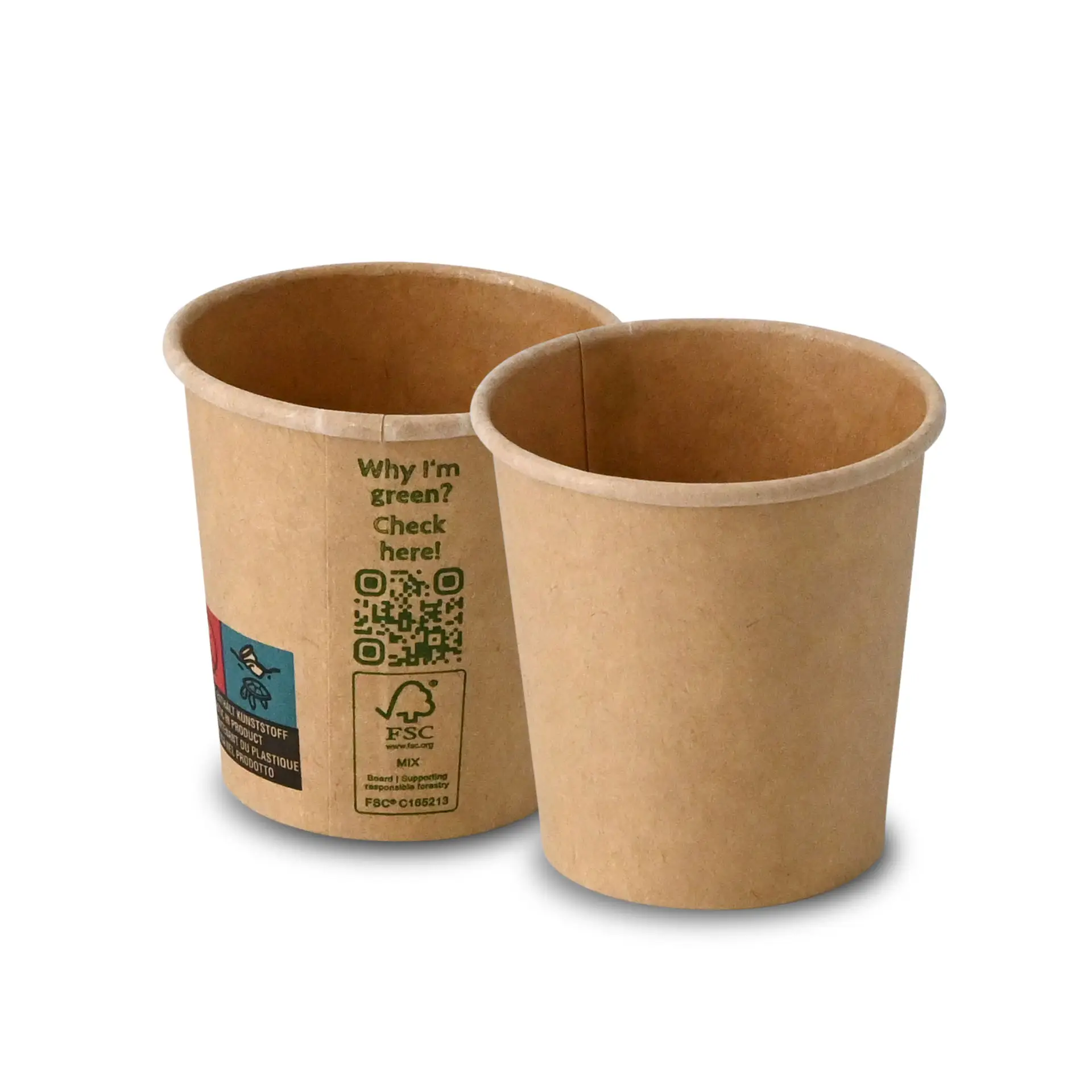 Paper cup 100 ml / 4 oz, Ø 62 mm, single wall, brown, PLA-coated