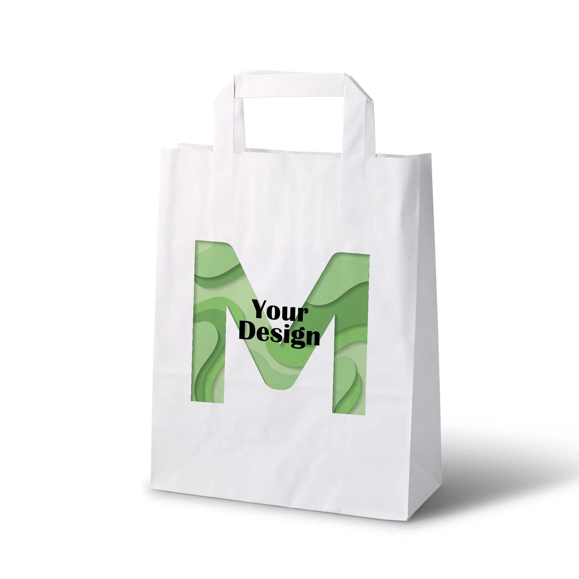 Print paper carrier bags, white, M - 22 x 10 x 28 cm