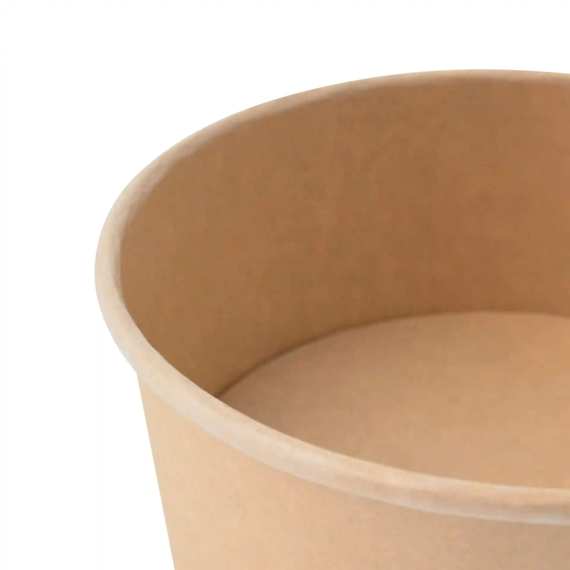Brown round paper bowl with a diameter of 150 mm and a height of 60 mm, featuring an eco-friendly coating.