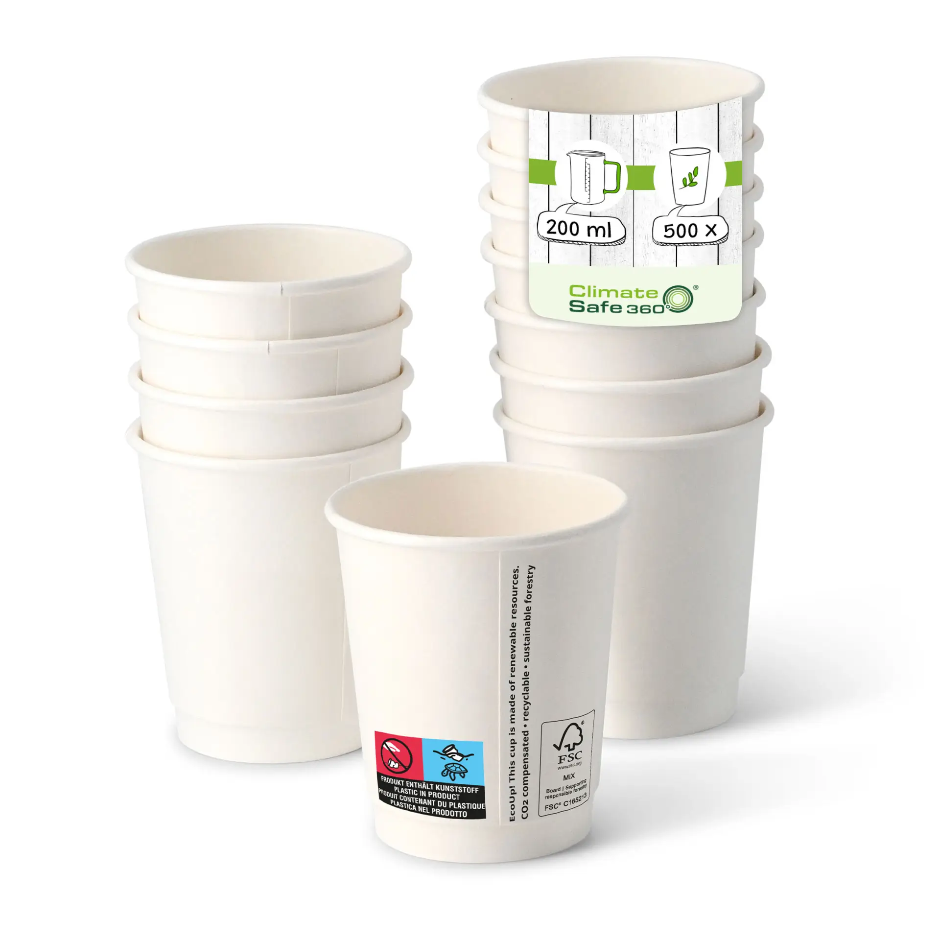 8 oz Take away coffee cups (coated), double-walled, Ø 80 mm, white con10002-01-0-coffee-to-go-becher-aus-pappe-beschichtet-doppelwandig-200-ml-8-oz-80-mm-weiss