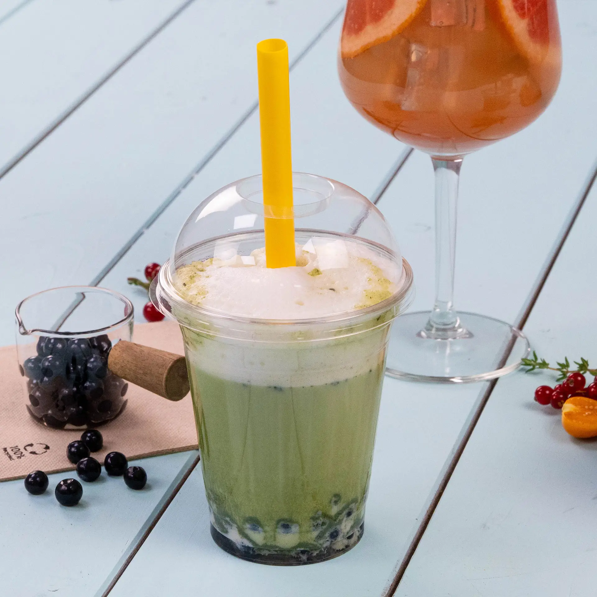 Bubble tea straws 20 cm, Ø 1.2 cm, colorful, reusable