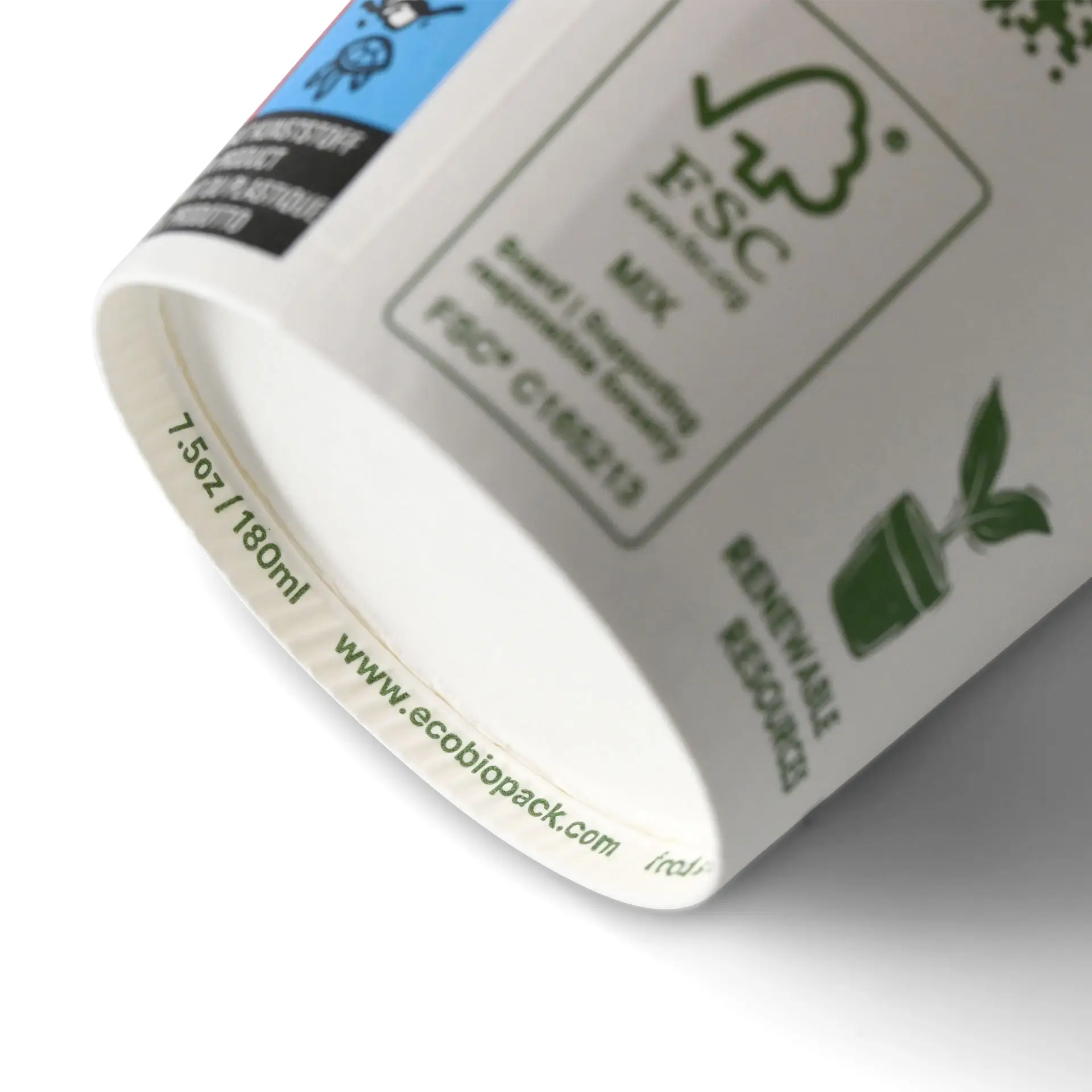 Vending Cup "EcoUp©" Icons, 180 ml / 7.5 oz, Ø 70 mm, single wall, white, PLA-coated