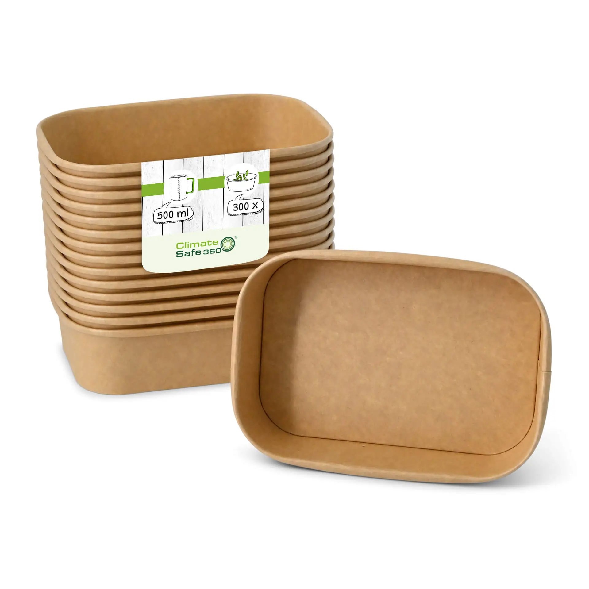 Food Containers 500 ml, 17,5 x 12,5 x 4 cm, kraft, rectangular