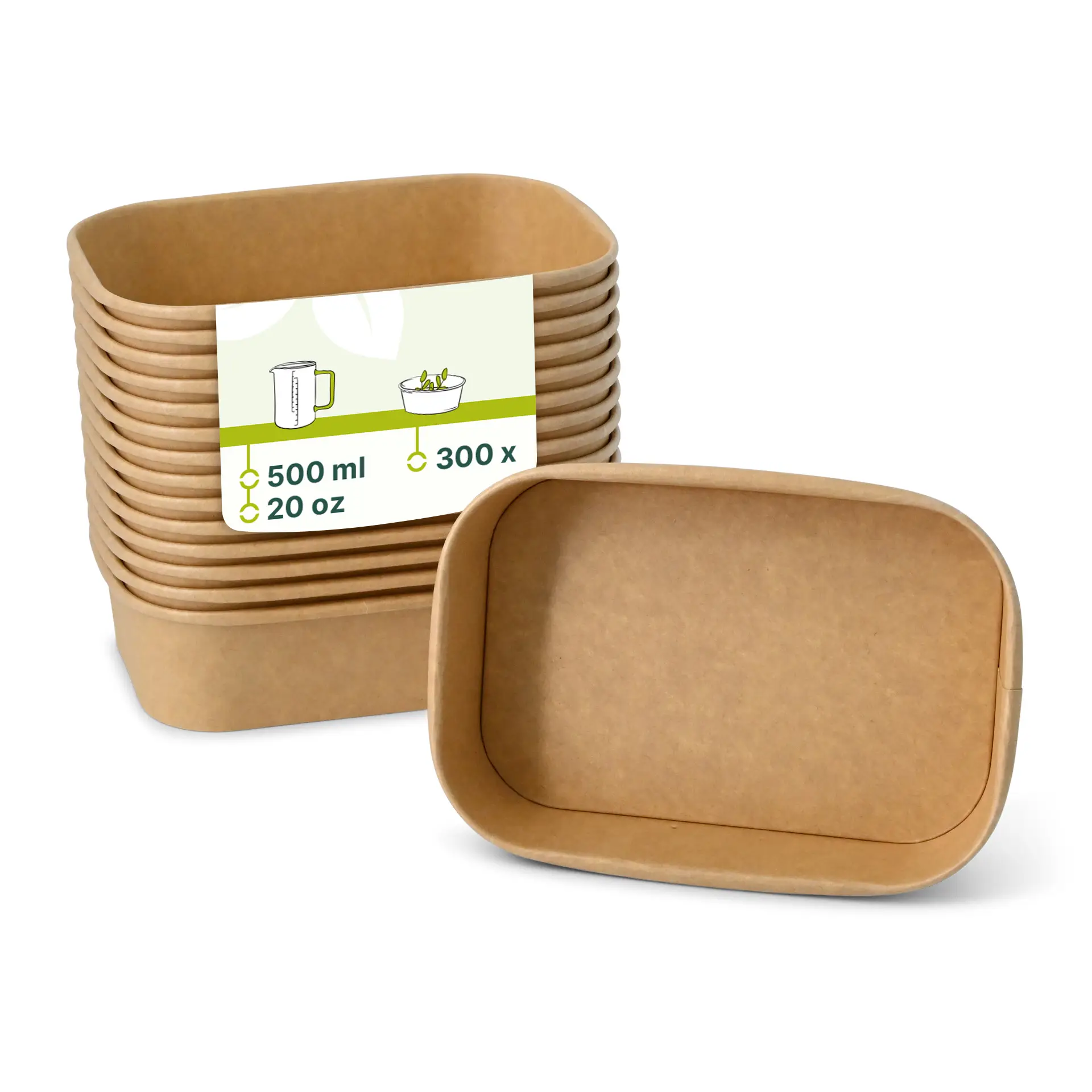 Food Containers 500 ml, 17,5 x 12,5 x 4 cm, kraft, rectangular Food Containers 500 ml, 17,5 x 12,5 x 4 cm, kraft, rectangular