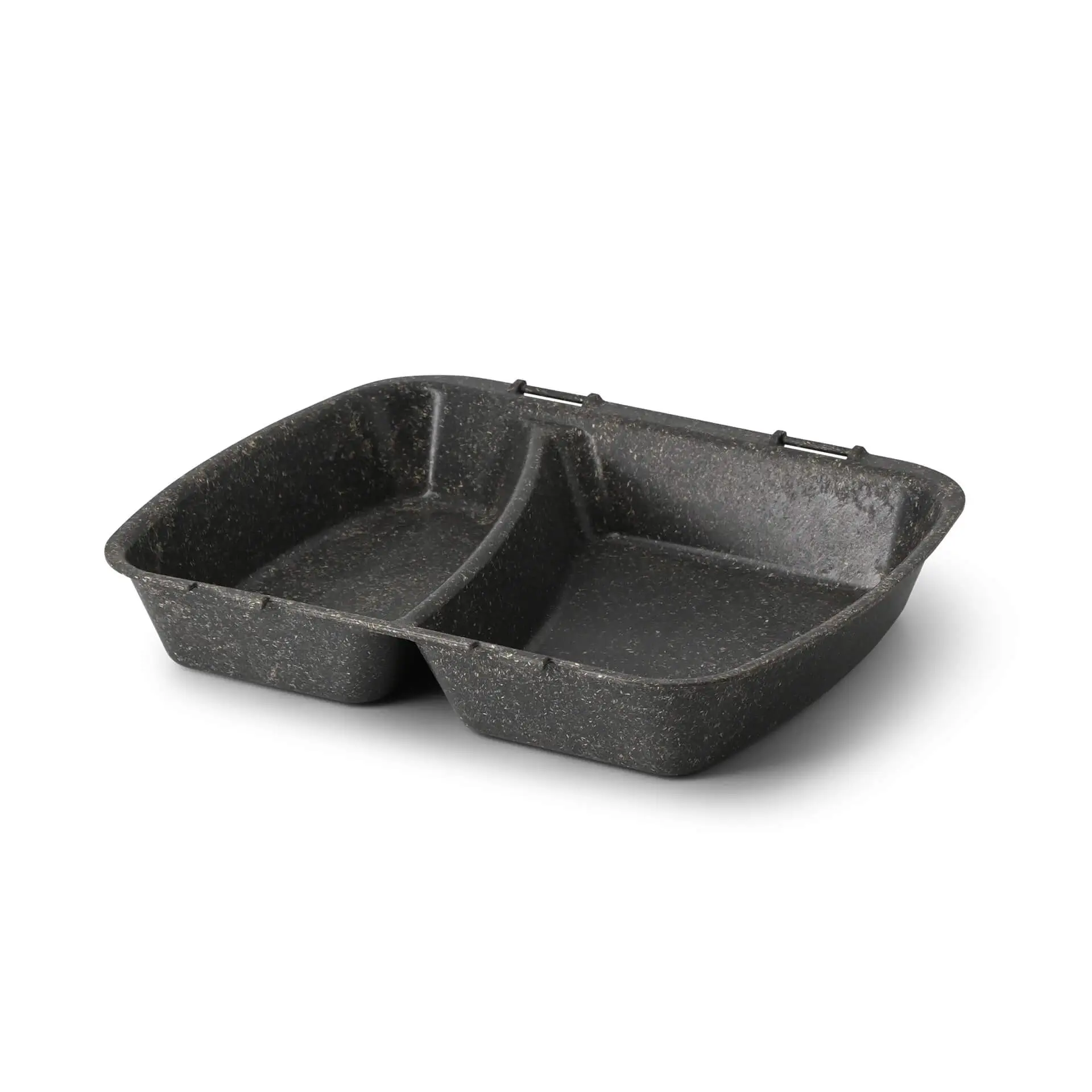 Reusable meal container "merways Box" 24.5 x 20 x 4.5 cm, 2 compartments, HP4/2, pepper / grey dfc008521-mehrweg-menuebehaelter-merways-box-245-x-20-x-45-cm-2-kammern-hp42-pfeffer-grau-1