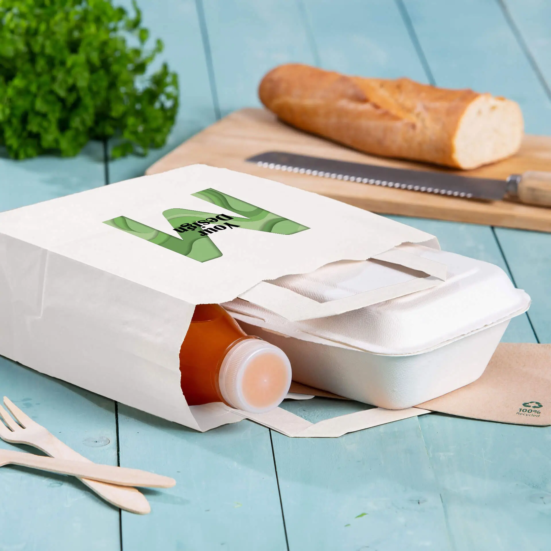 Print paper carrier bags, white, M - 22 x 10 x 28 cm