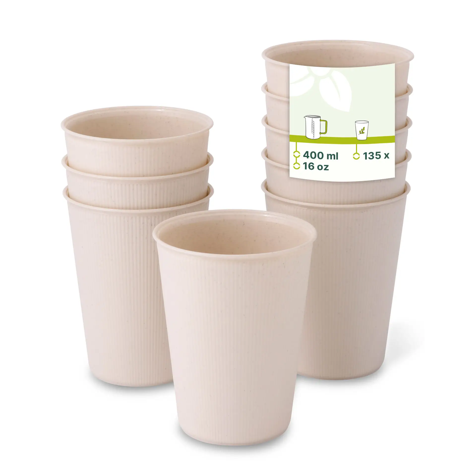 16 oz Reusable Cup (Ribbed) Ø 90 mm, cream white dhd04704-mehrweg-becher-riffel-400-ml-16-oz-90-mm-creme-weiss