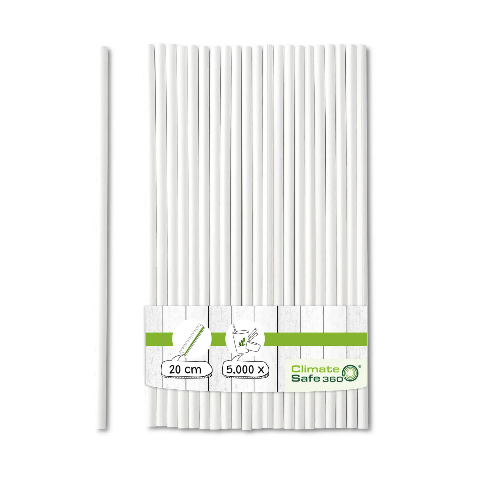 20 cm, Ø 0.5 cm Paper-straws, white, vertical splice