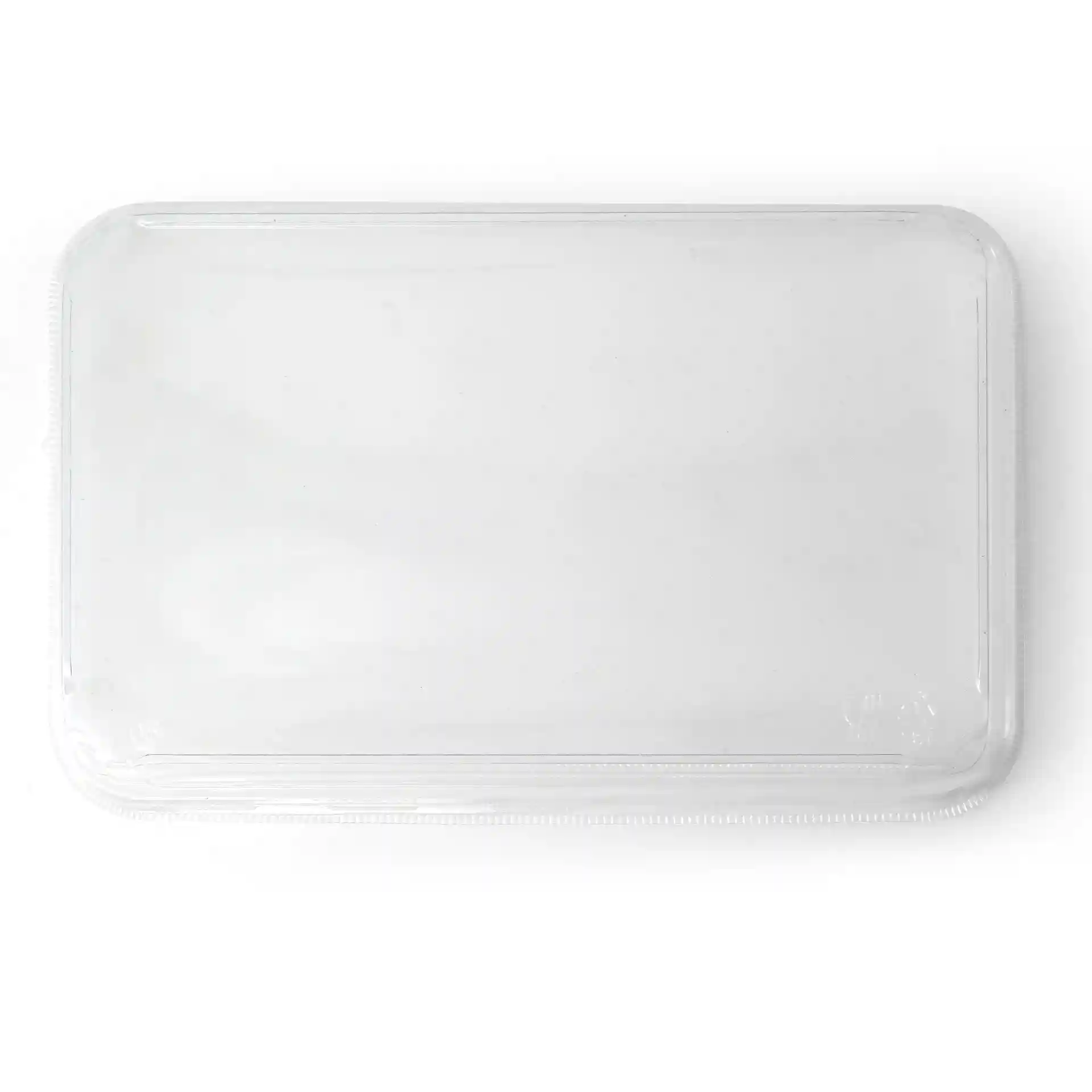 Transparent PET lid for sushi boxes, measuring 24 x 15 cm, with a height of 3 cm.