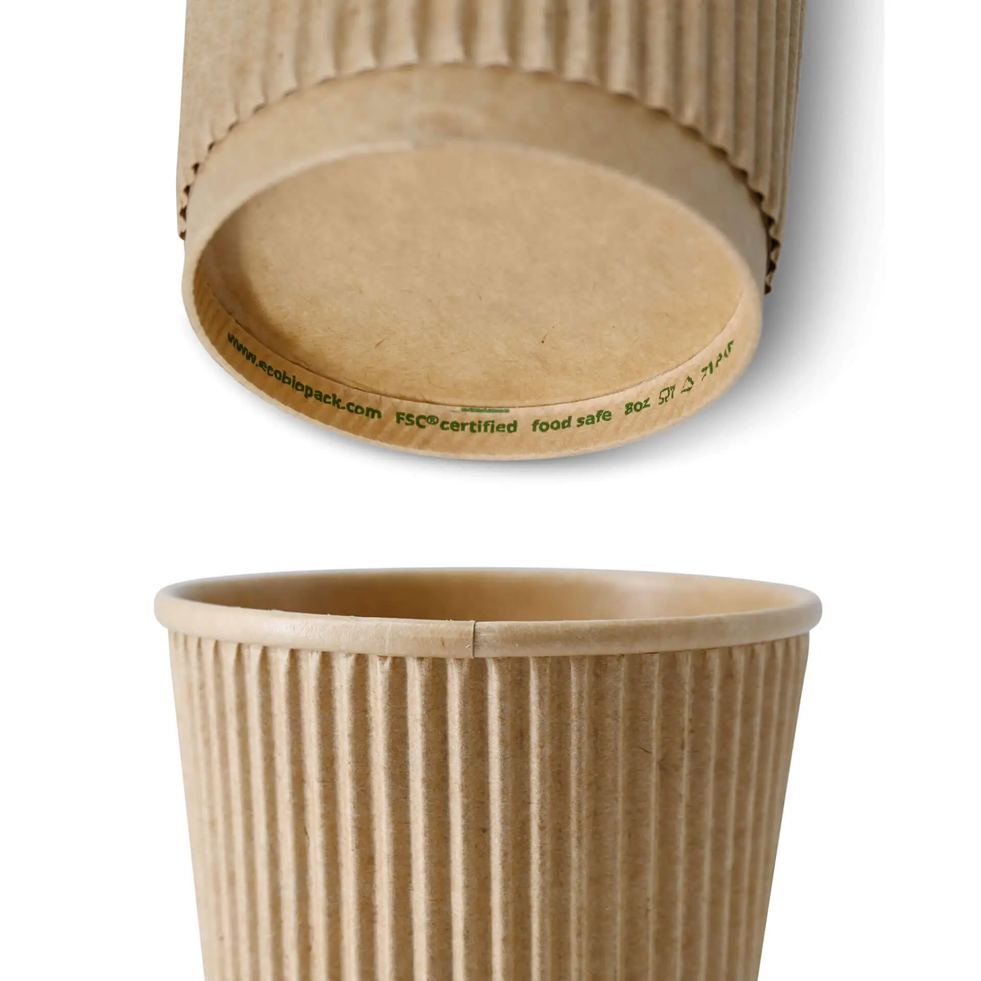 8 oz Takeaway coffee cups / Ripple cups, Ø 80 mm, kraft