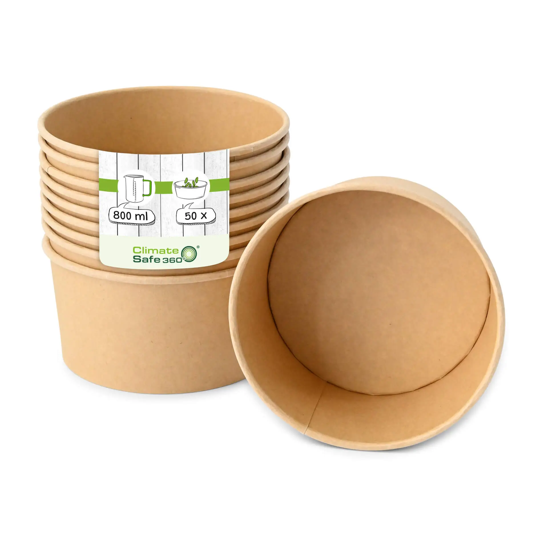 Paper bowls (coated) / Salad bowls 800 ml, Ø 150 mm, brown, round (1000 ml max. volume)