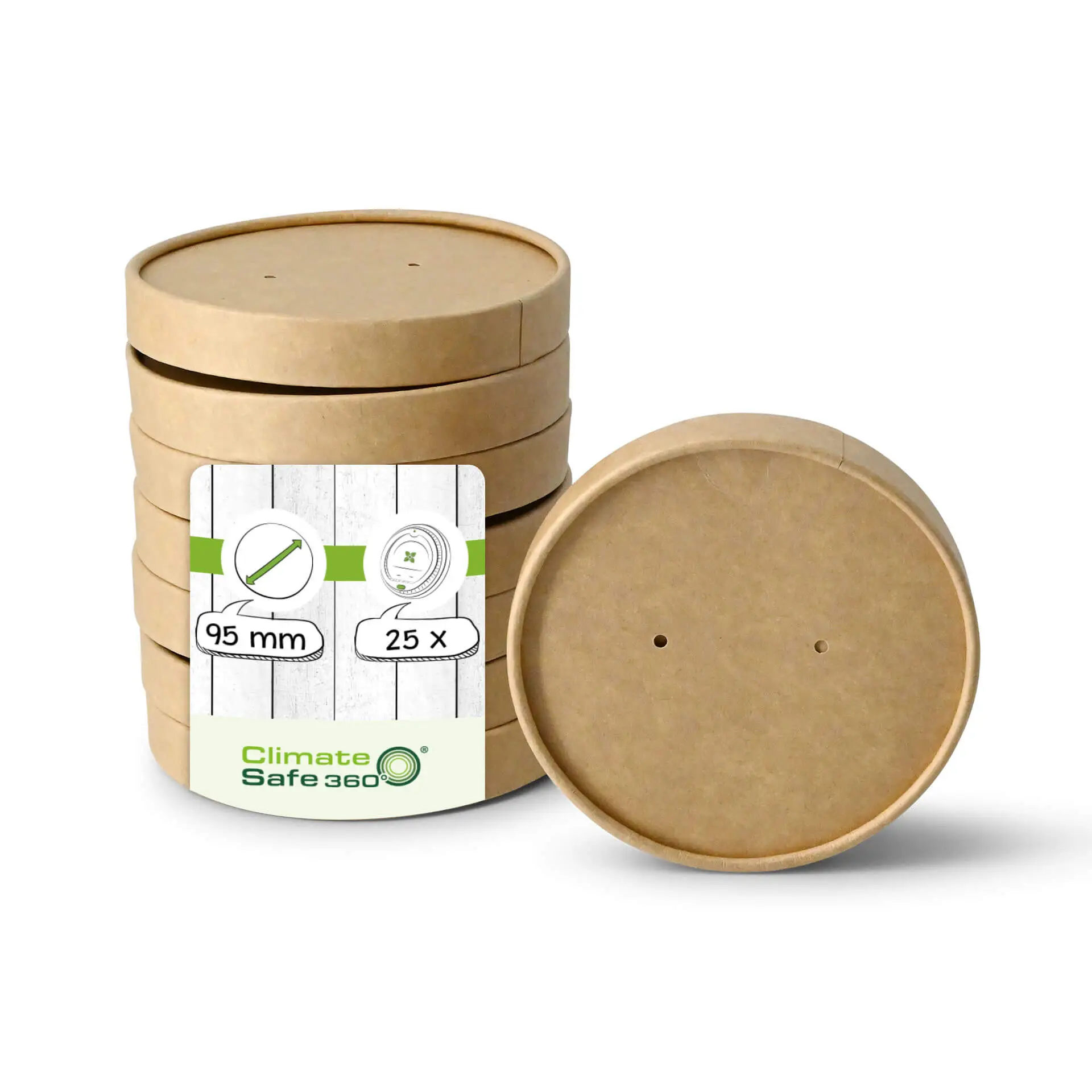 Cardboard membrane lids Ø (coated) 95 mm, brown (for soup containers) Cardboard membrane lids Ø (coated) 95 mm, brown (for soup containers)