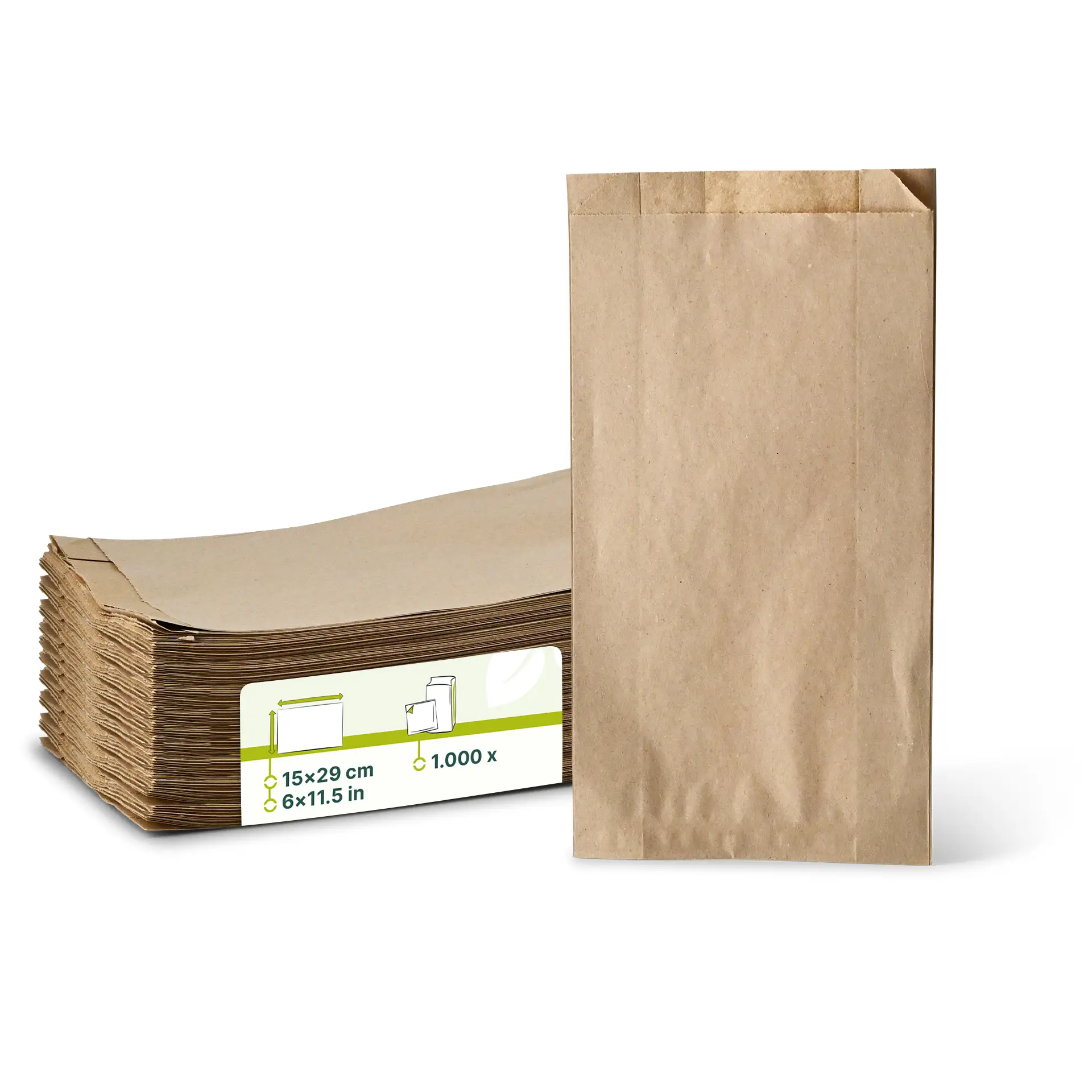 Flat paper bag 15 x 6 x 29 cm, brown Flat paper bag 15 x 6 x 29 cm, brown