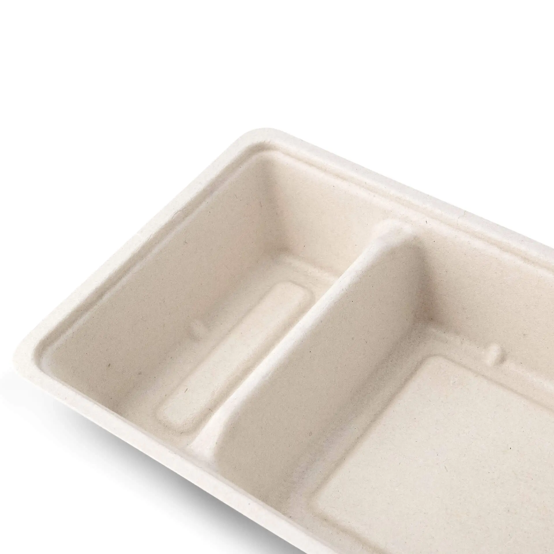 Sugarcane chip tray, 2 compartments, 12 x 20 x 3,5 cm