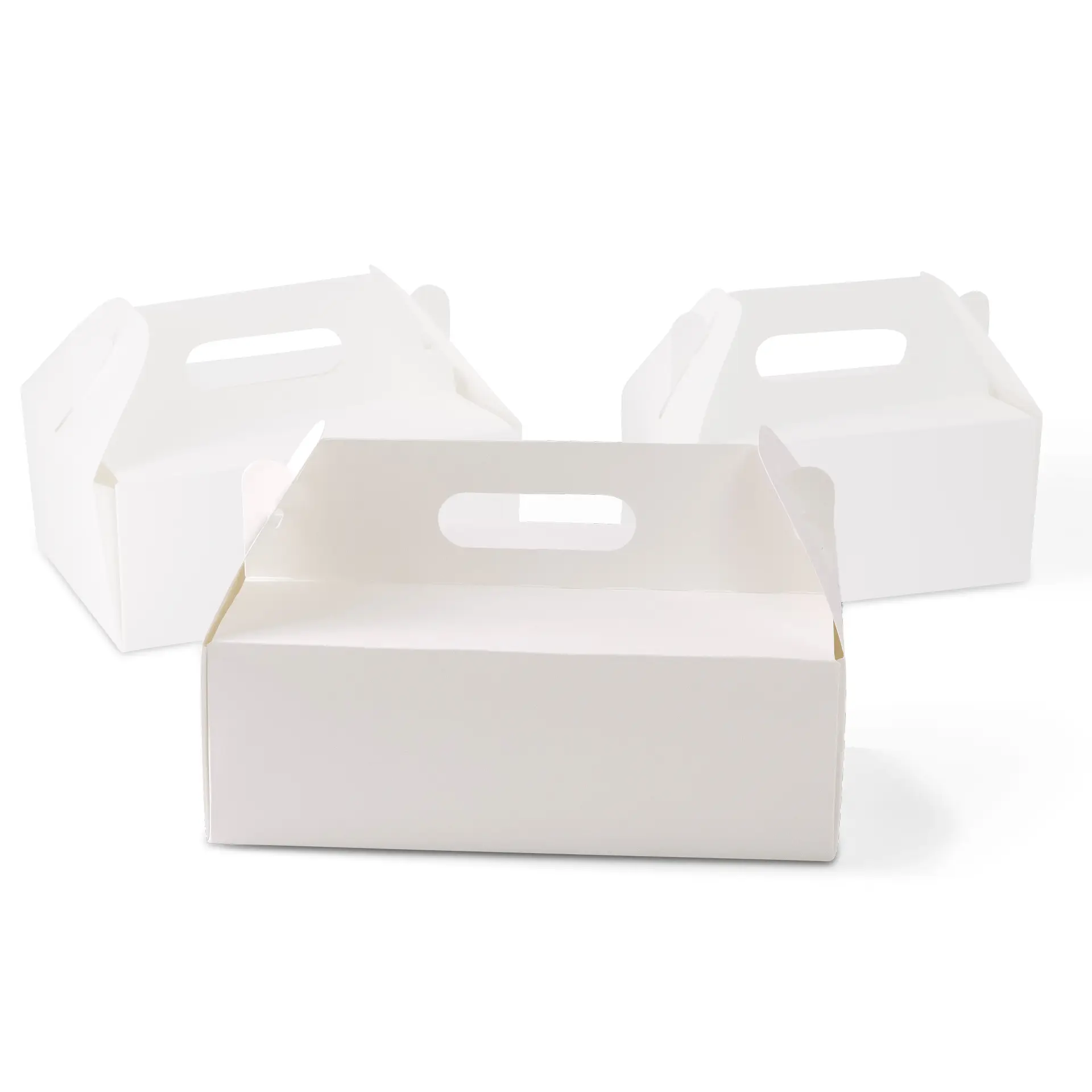 Cardboard-pastry boxes with handle L, 26 x 17 x 9 cm, white, foldable