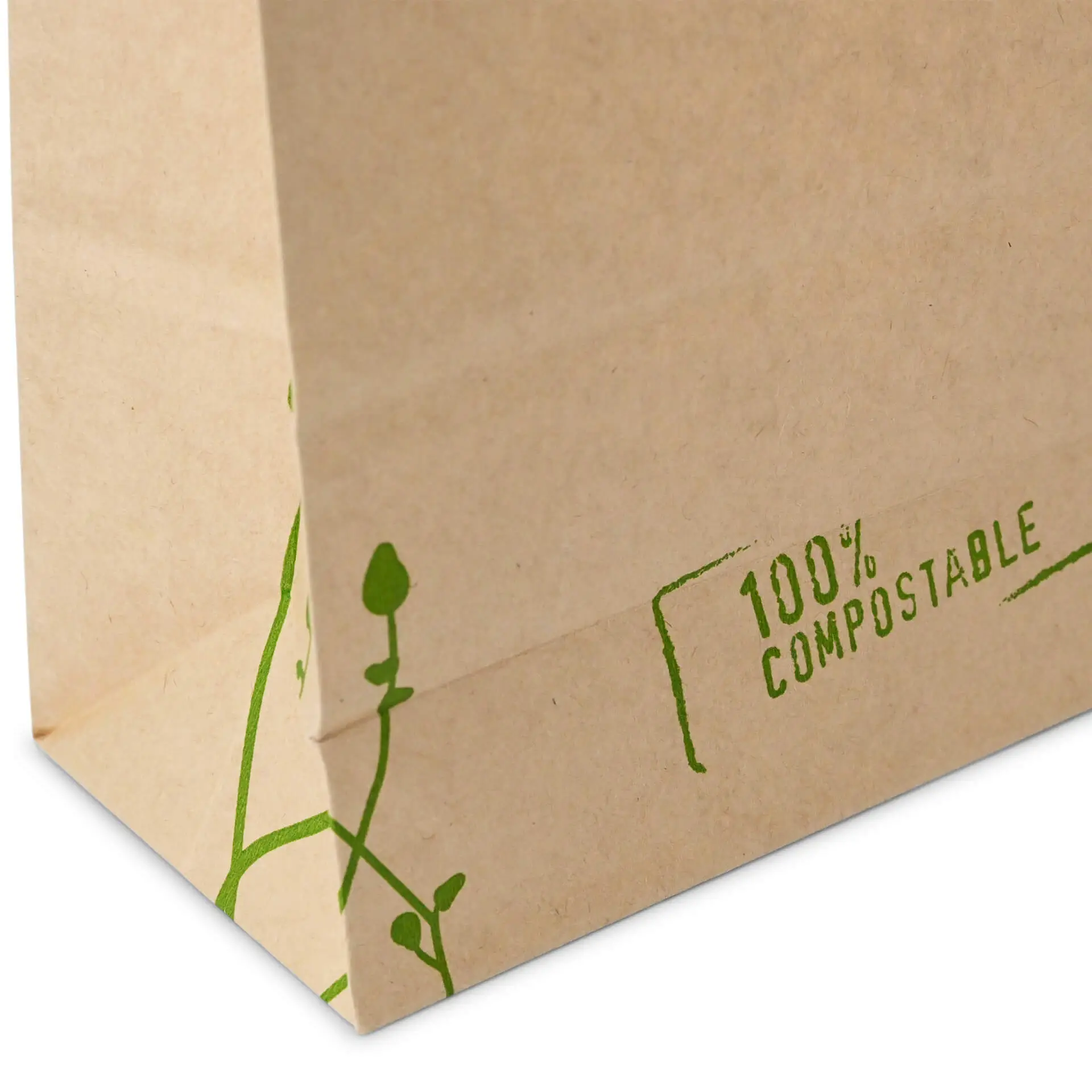 Block bottom bags with window L, 15.5 x 7 x  24.2 cm, PLA-foil, brown, tin tie, kraft paper