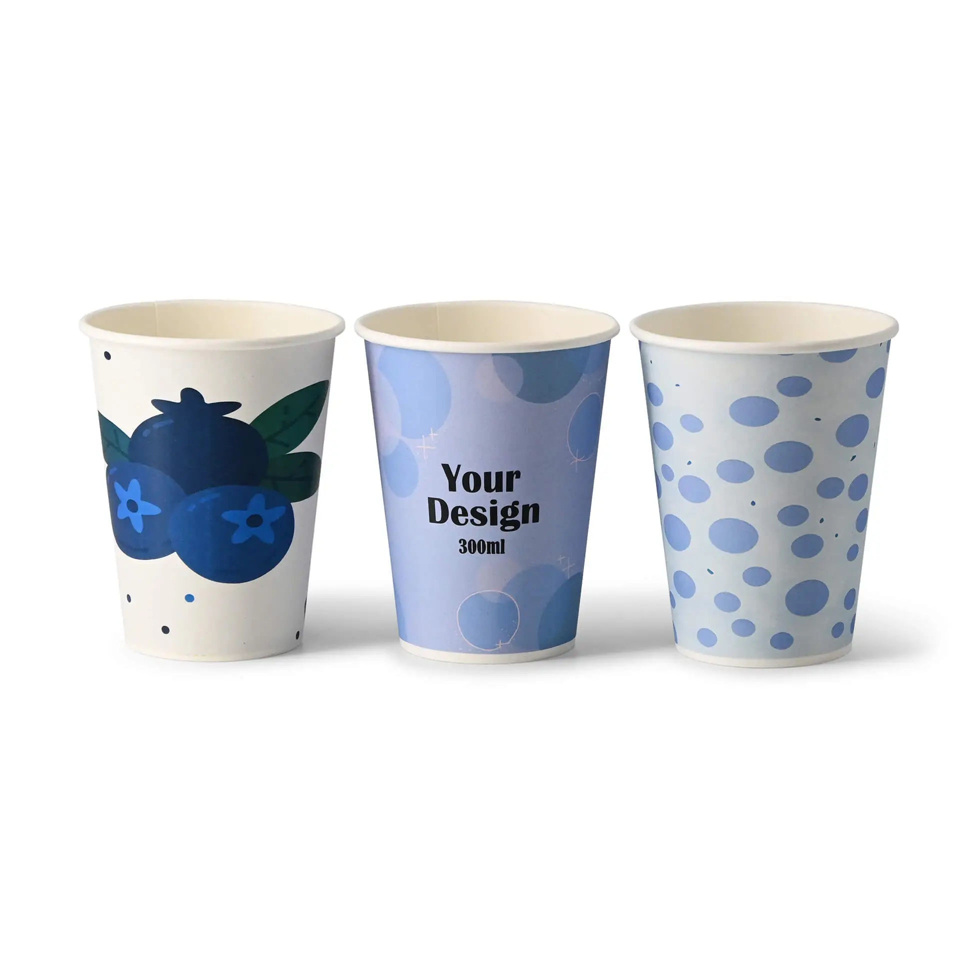 Paper cups with logo (single-wall), 300 ml / 12 oz, white, PE coated