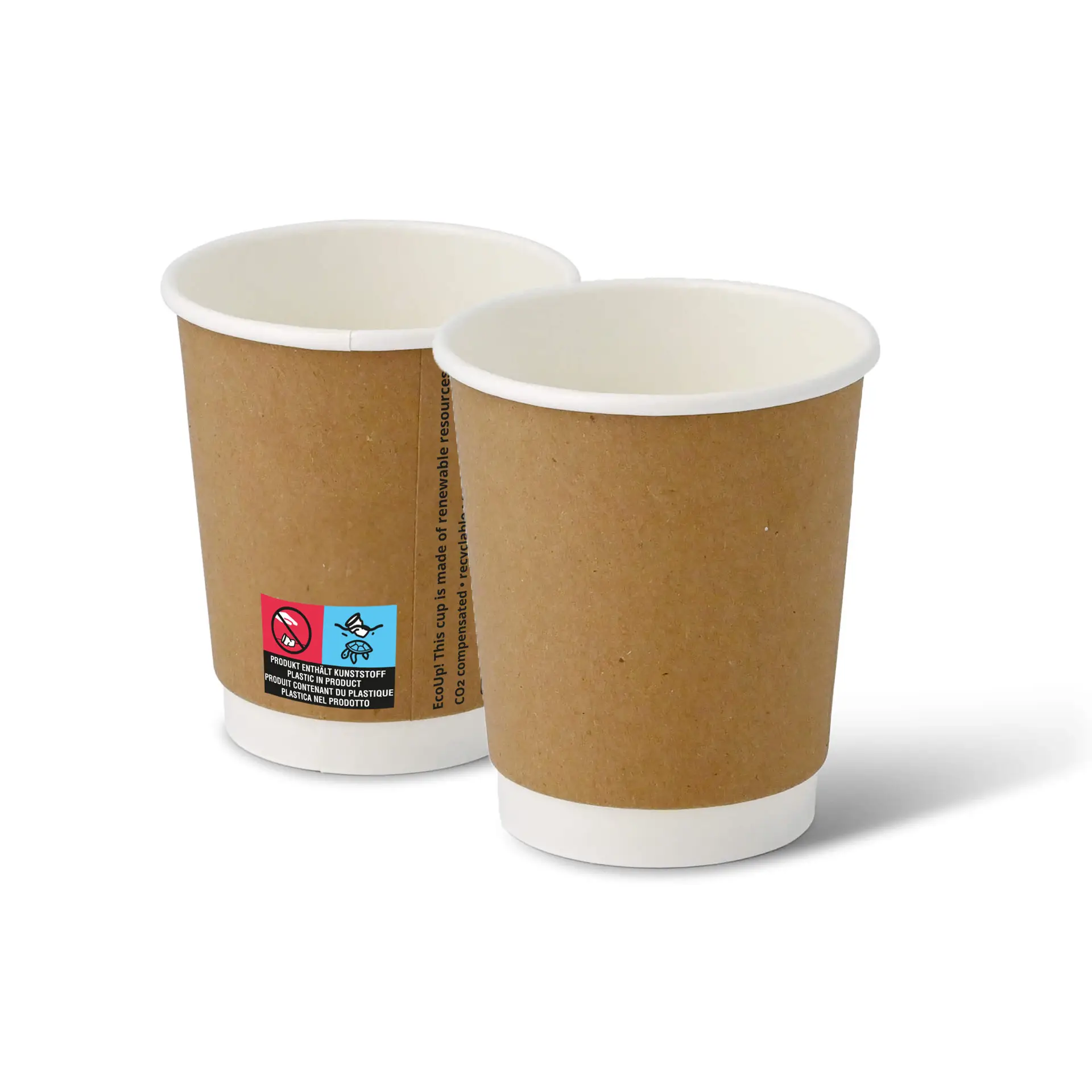 8 oz Take away coffee cups (coated), double-walled, Ø 80 mm, brown, inner white 8 oz Take away coffee cups (coated), double-walled, Ø 80 mm, brown, inner white