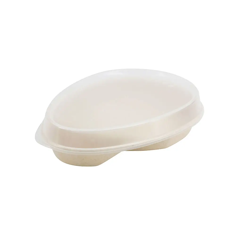 | 2 FOR 1 | Second-hand-set reusable Plates merways Plate 2 compartments, Cashew / creme white