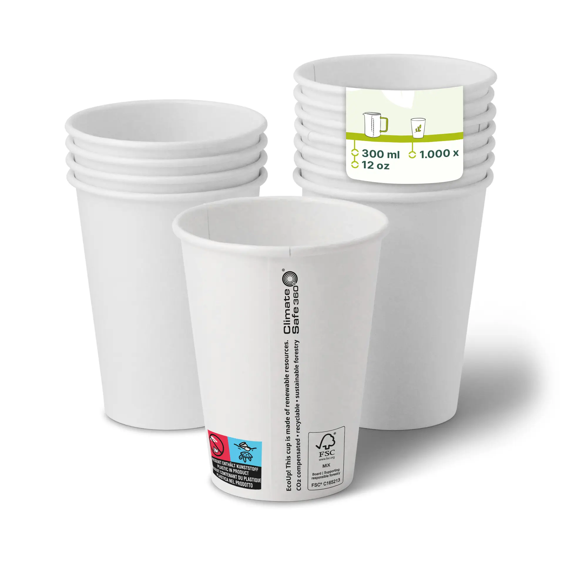 12 oz Paper cups (coated), Ø 90 mm, white con10016-01-0-pappbecher-beschichtet-300-ml-12-oz-90-mm-weiss