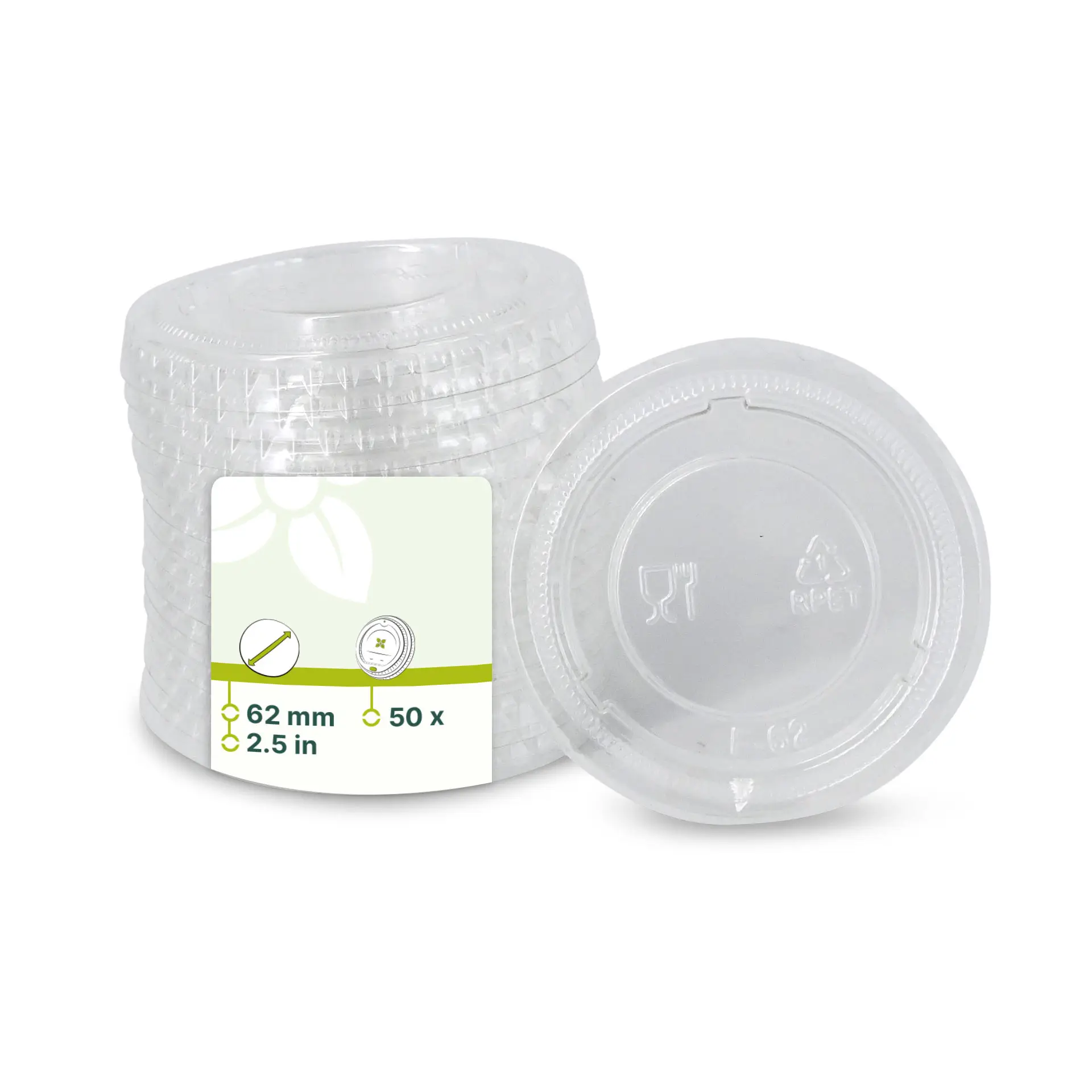 rPET lids Ø 62 mm, transparent rPET lids Ø 62 mm, transparent