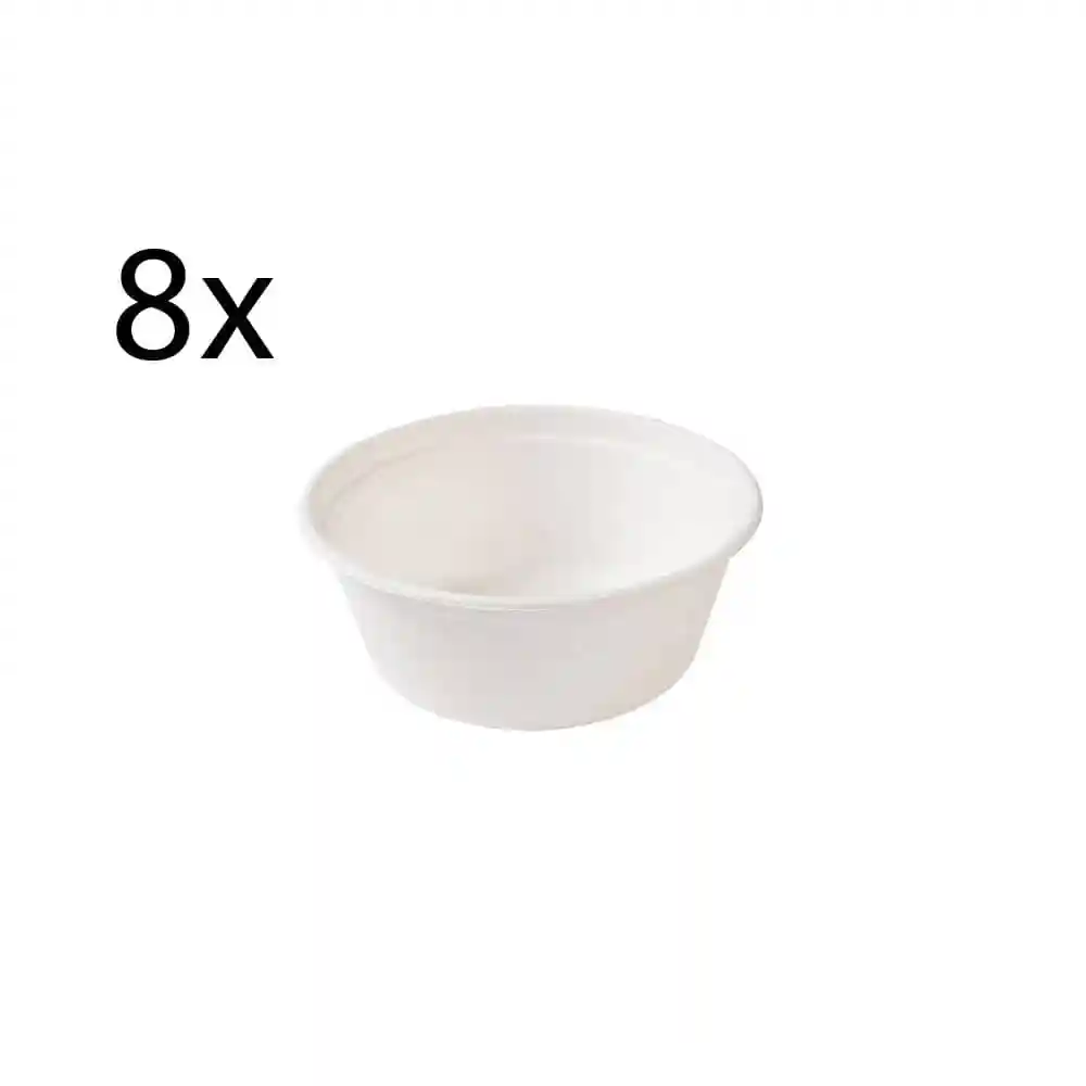 White round bowl with a smooth surface, shown on a plain background, with the number 8 displayed beside it.
