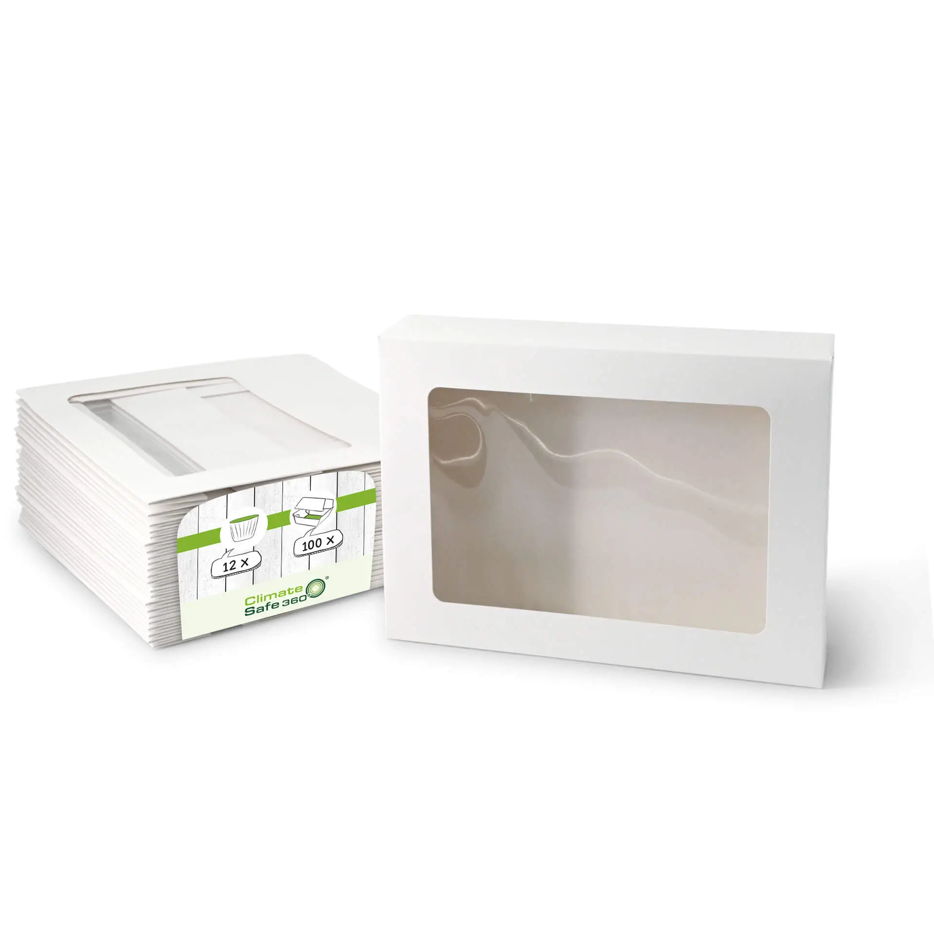 Cupcake boxes (12-pack), cellulose window, white