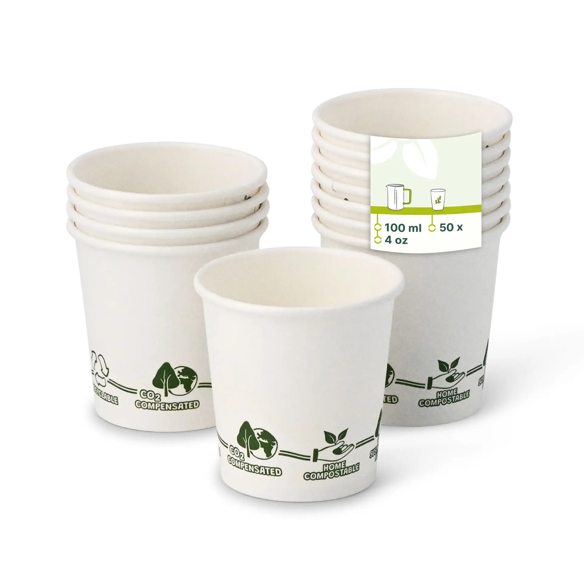4 oz Paper cups single wall, Ø 62 mm, "EcoUp©"- icons