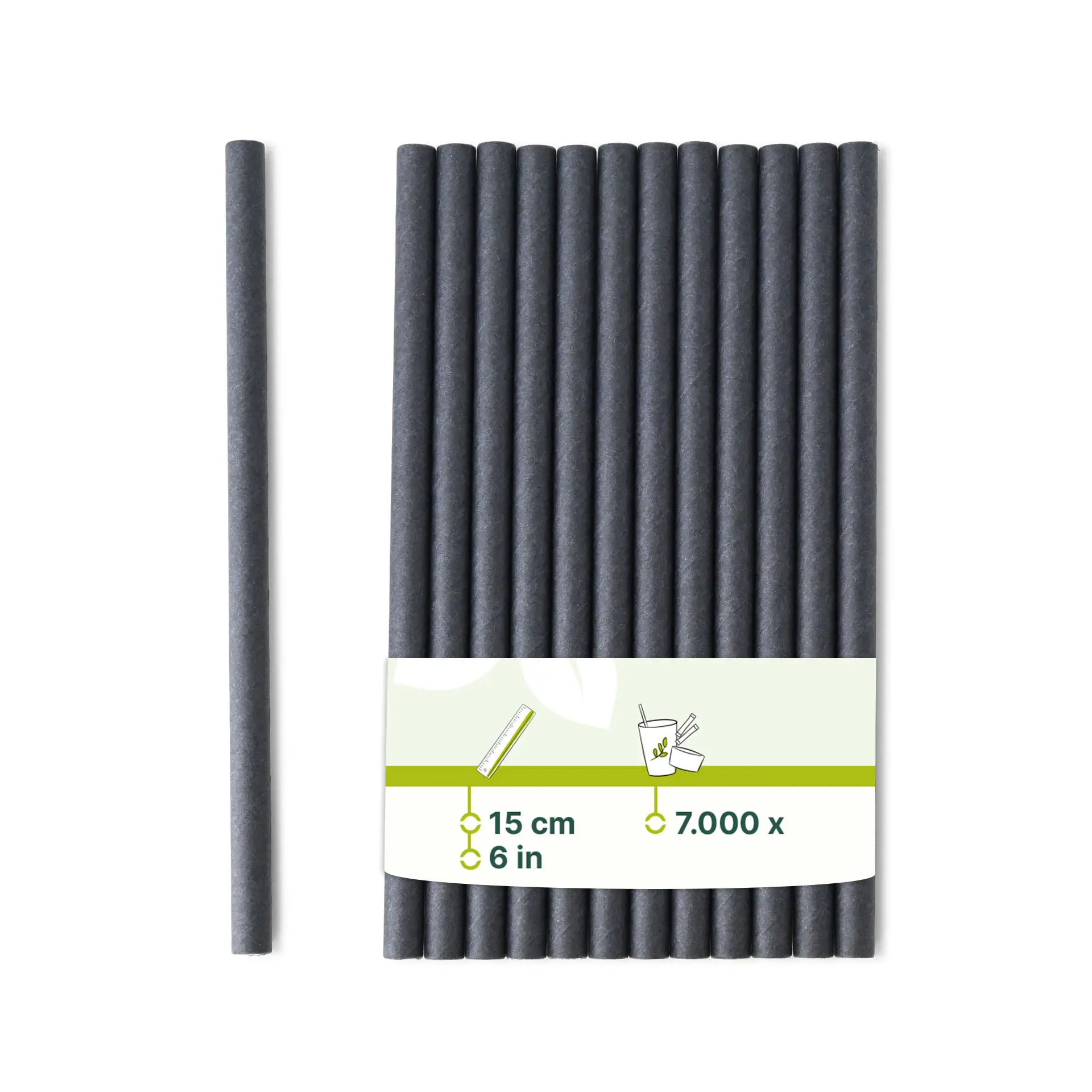 15 cm, Ø 0.7 cm Paper-cocktail straws, black 15 cm, Ø 0.7 cm Paper-cocktail straws, black