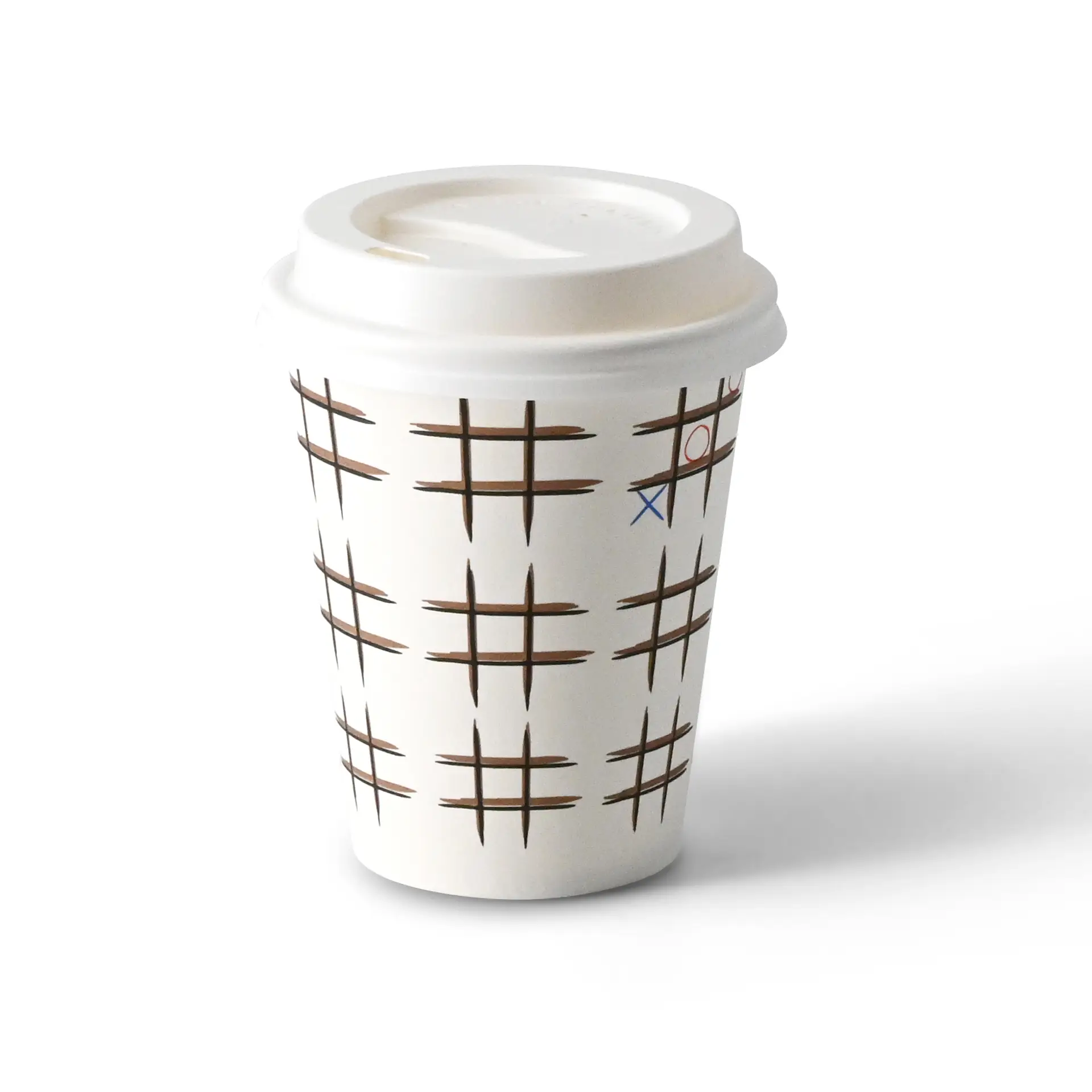 8 oz Paper cup printed with "Tic Tac Toe" (coated), Ø 80 mm, white