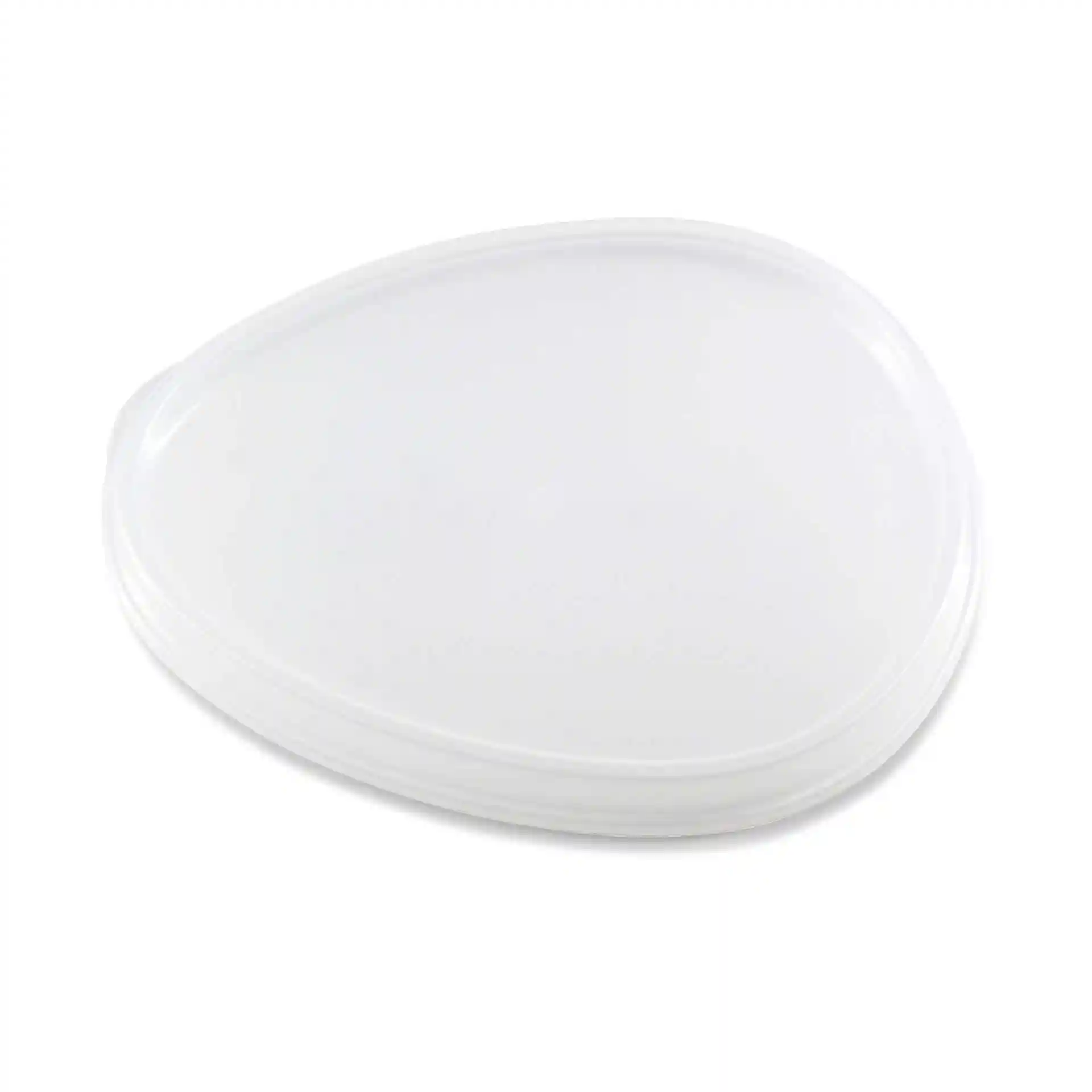 Transparent reusable lid with an oval shape, measuring 27.5 x 20 cm, made of polypropylene.