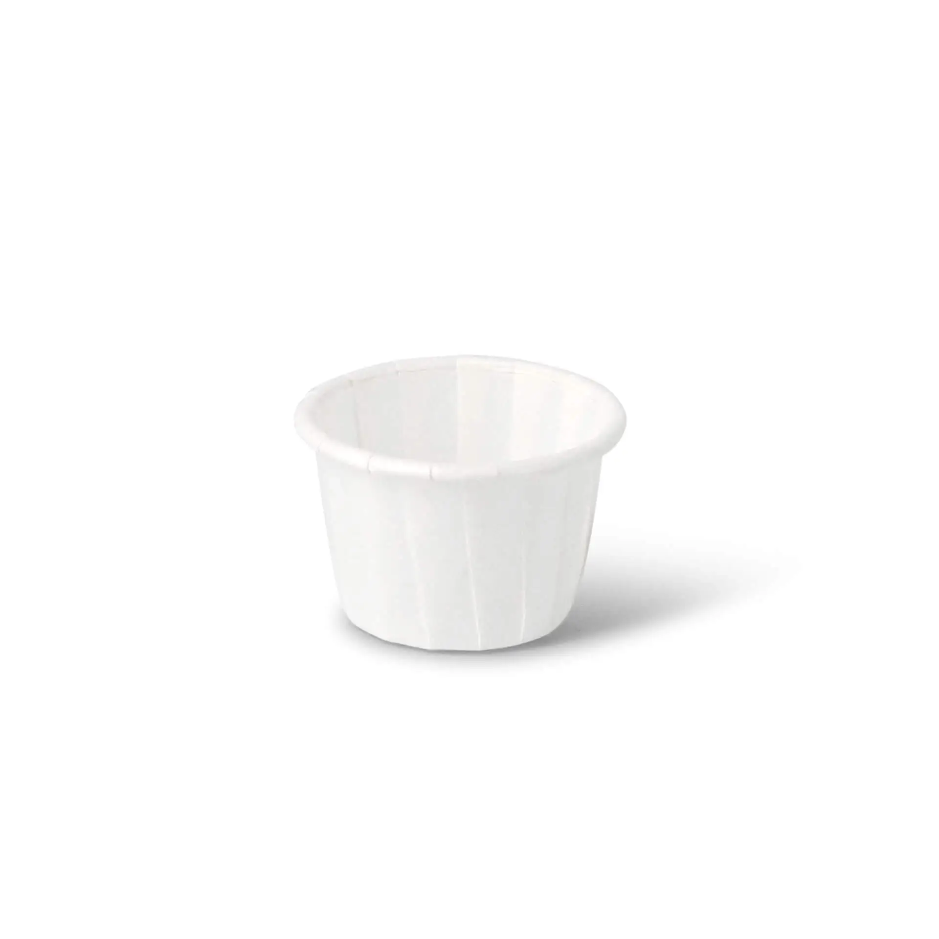 White paper cup, 35 ml capacity, designed for dips and sauces with a grease-resistant coating, not for hot liquids.