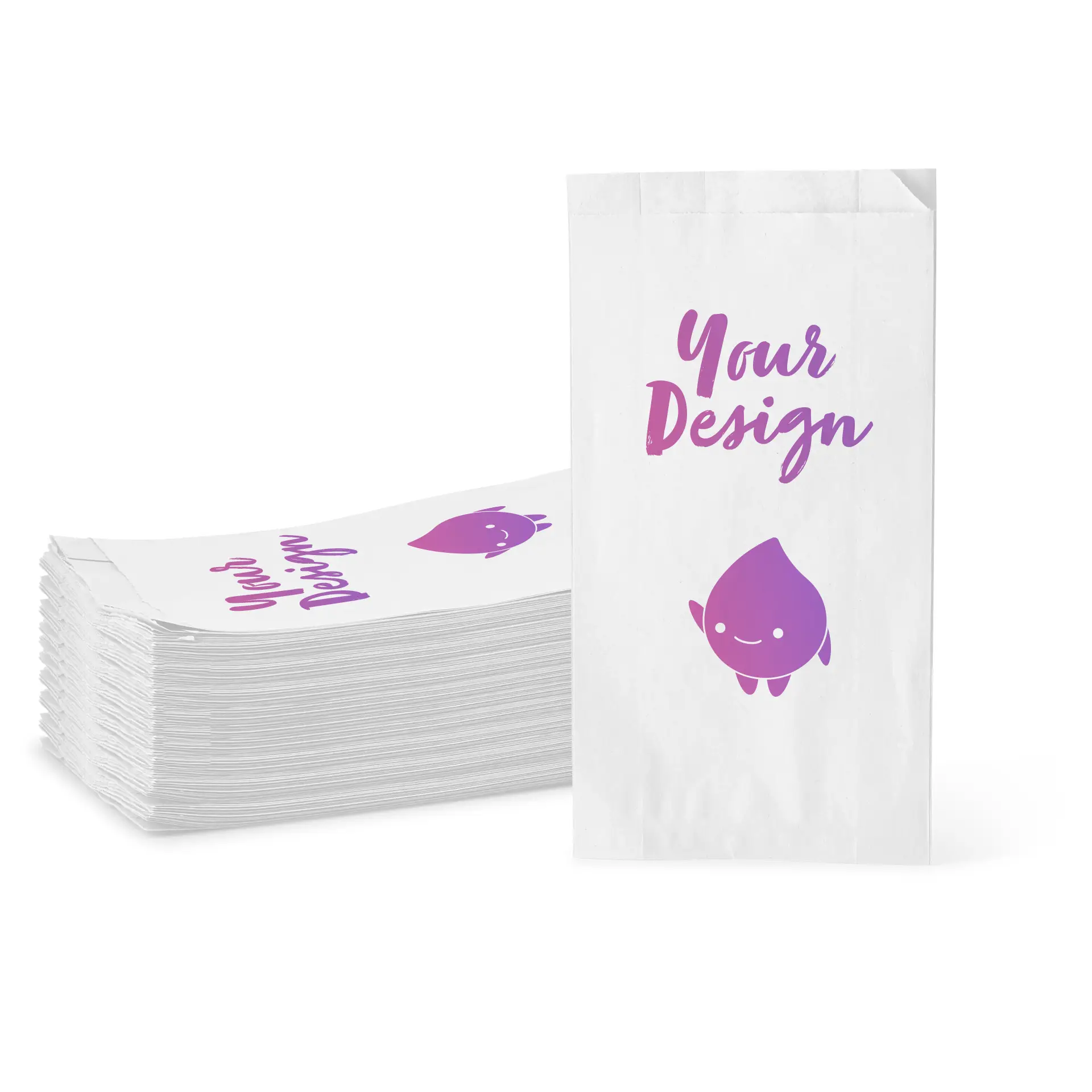 Printed bread bags, white, 15 x 6 x 29 cm