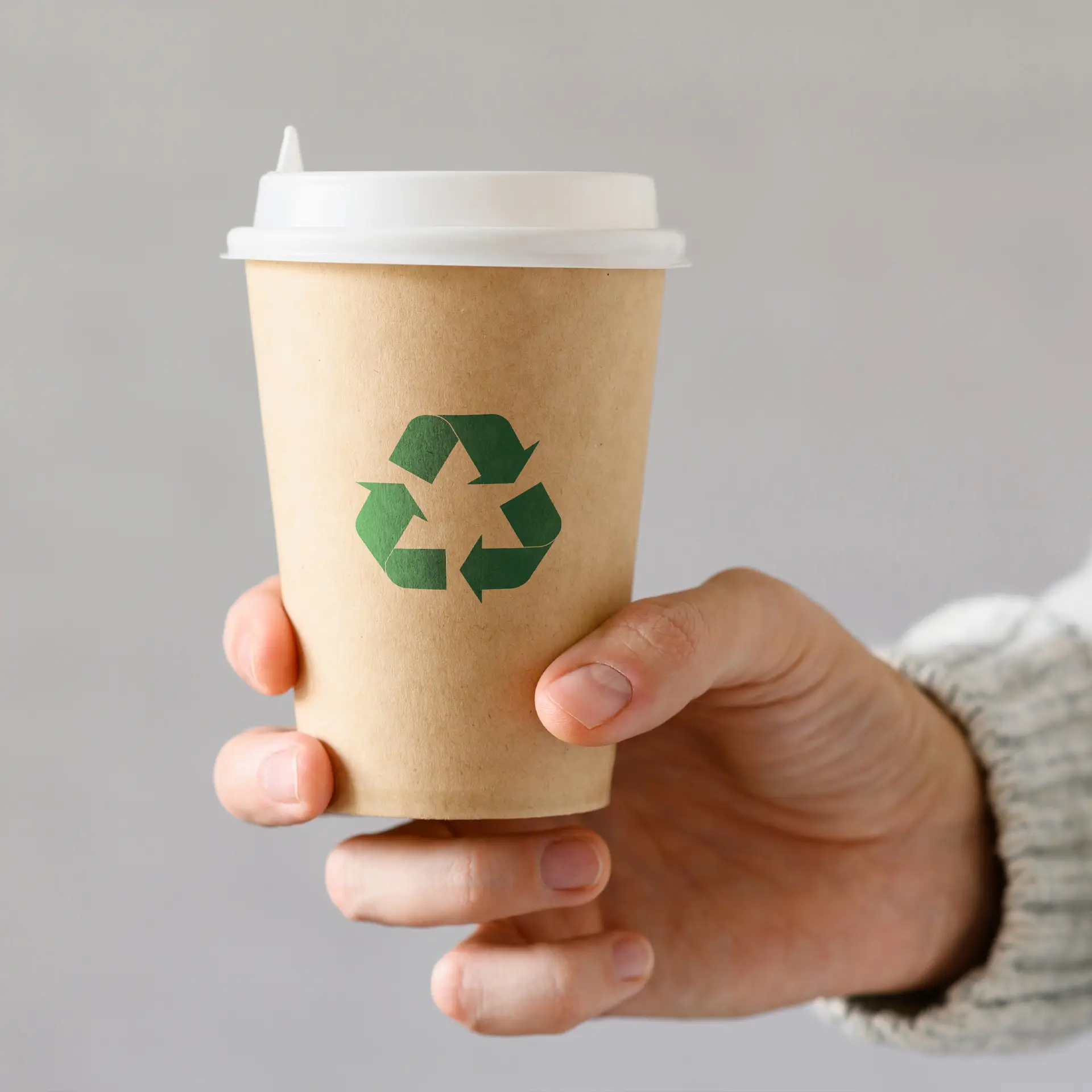 Paper cups with logo (single-wall), 200 ml / 8 oz, brown, PE coated