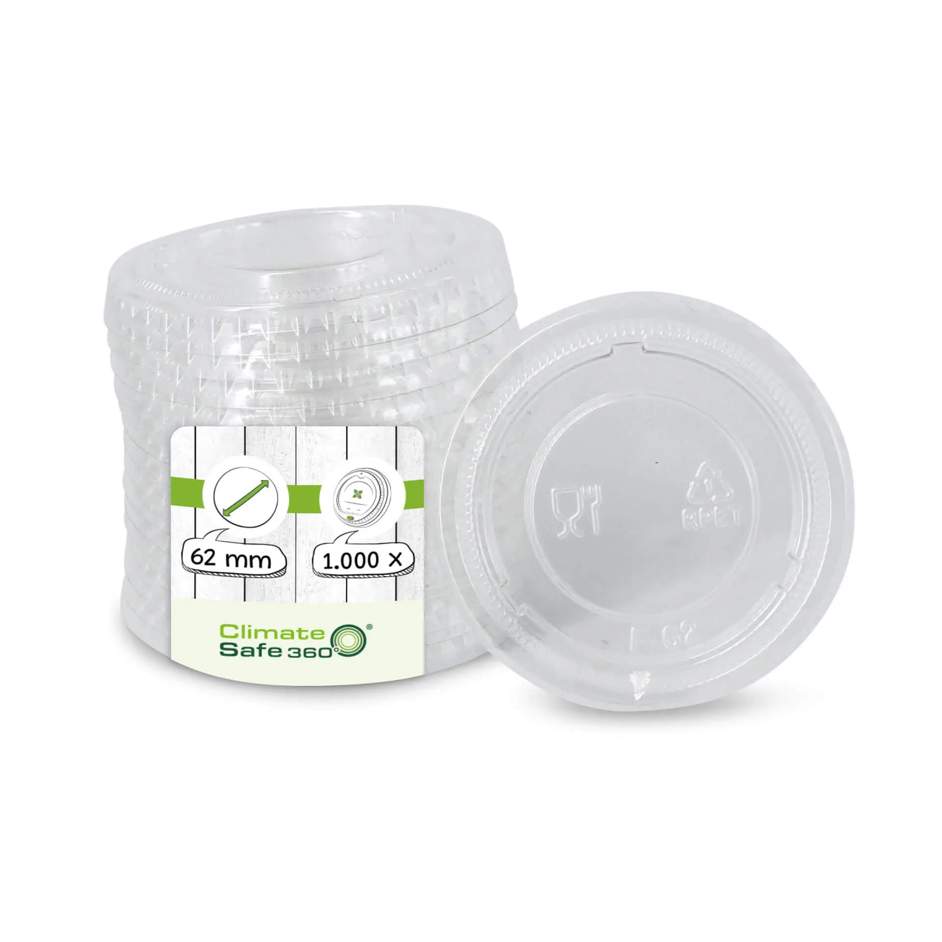 rPET lids Ø 62 mm, transparent