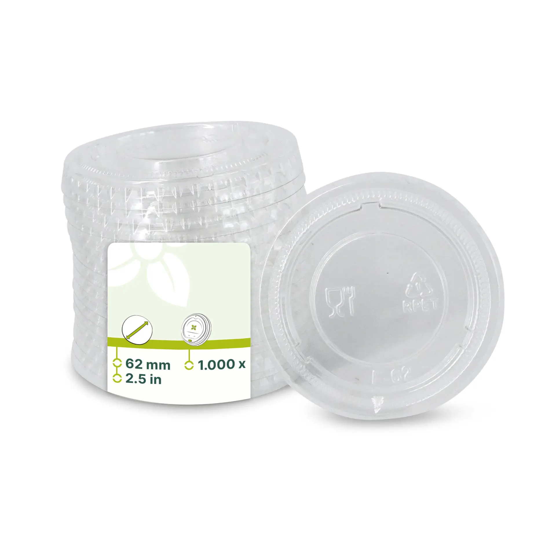 rPET lids Ø 62 mm, transparent rPET lids Ø 62 mm, transparent