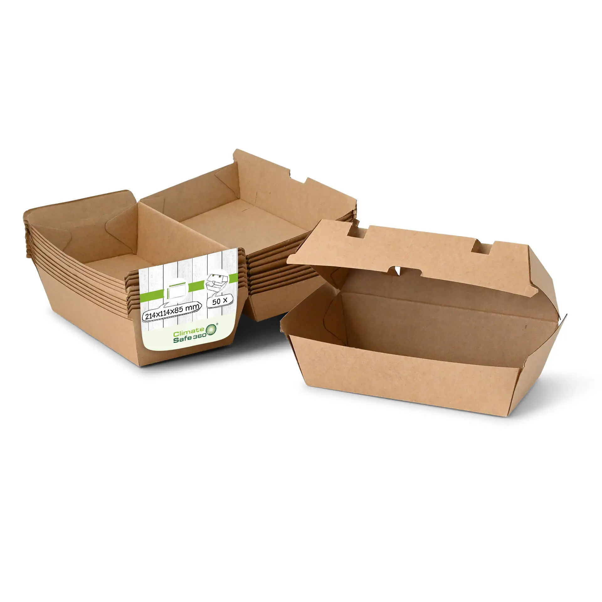 Takeaway-hinged lid boxes 21.4 x 11.4 x 8.5 cm, kraft board Takeaway-hinged lid boxes 21.4 x 11.4 x 8.5 cm, kraft board