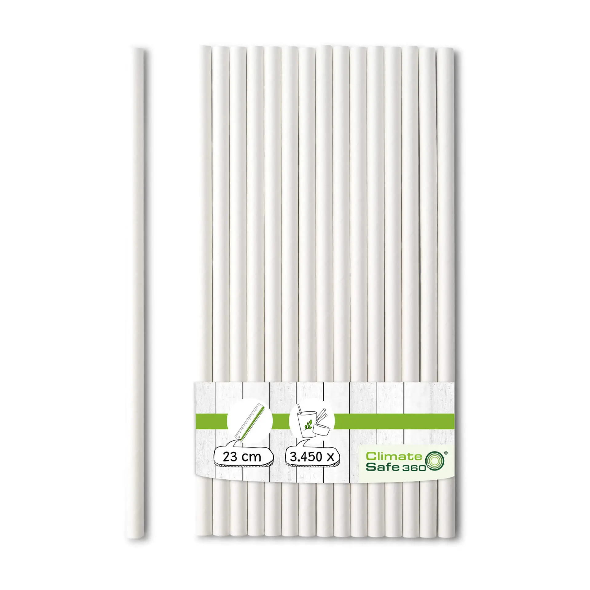 23 cm, Ø 0.8 cm Paper-jumbo-straws, white