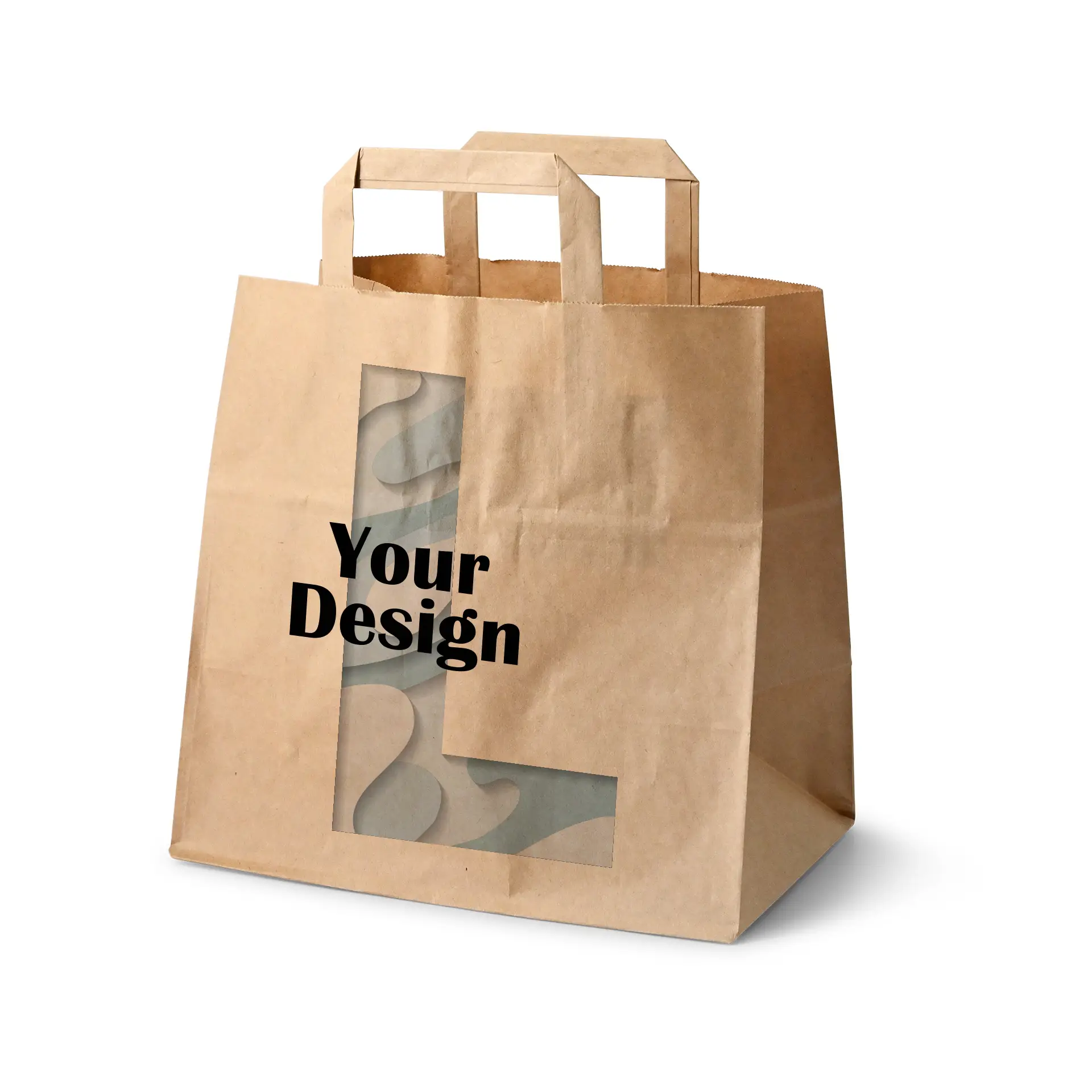 Paper carrier bags, brown, L - wide base 26 x 17 x 25 cm
