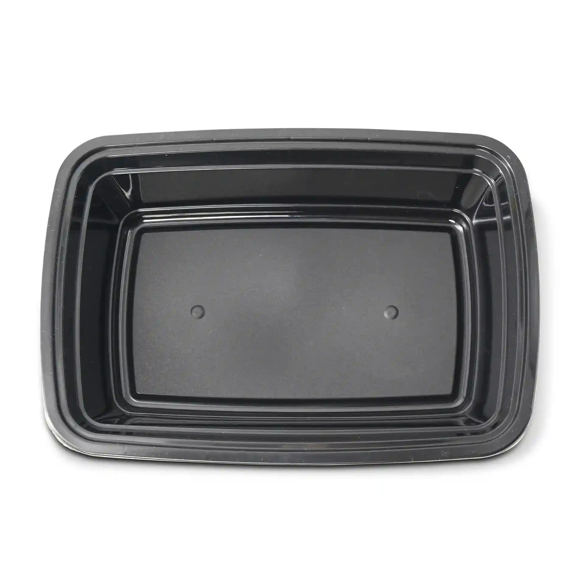 Black rectangular reusable container with a 1000 ml capacity, measuring 217 mm long and 150 mm wide.