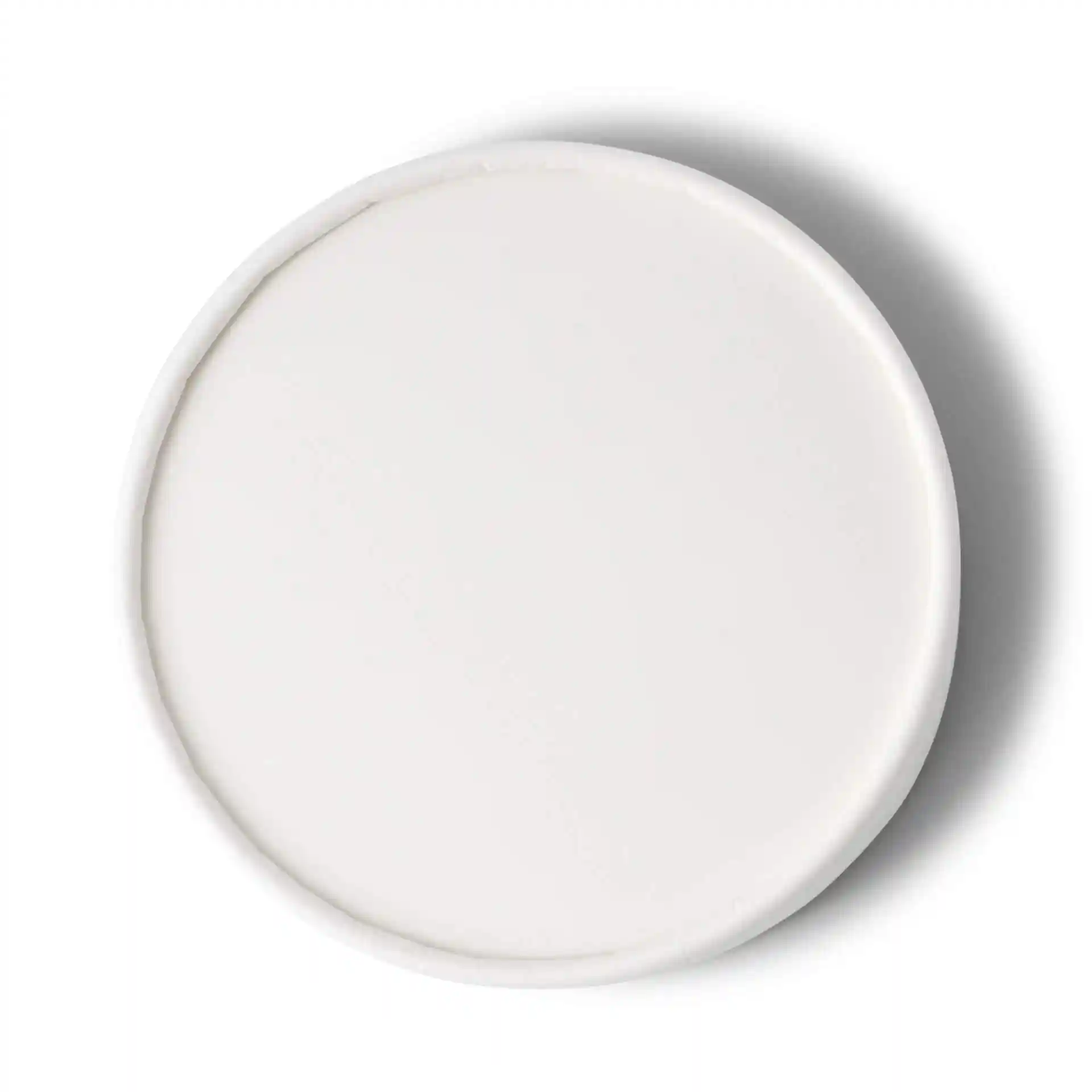 Round white cardboard lid with a diameter of 94 mm, designed for ice cream cups.