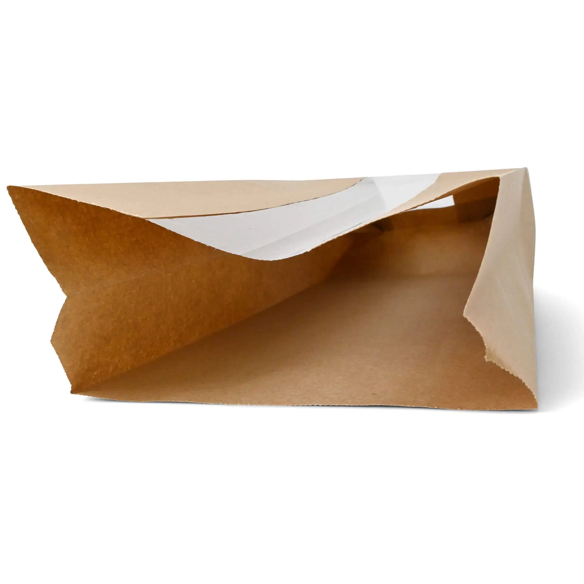 Flat paper bread bag with Window M, 14 x 7 x 41 cm, brown