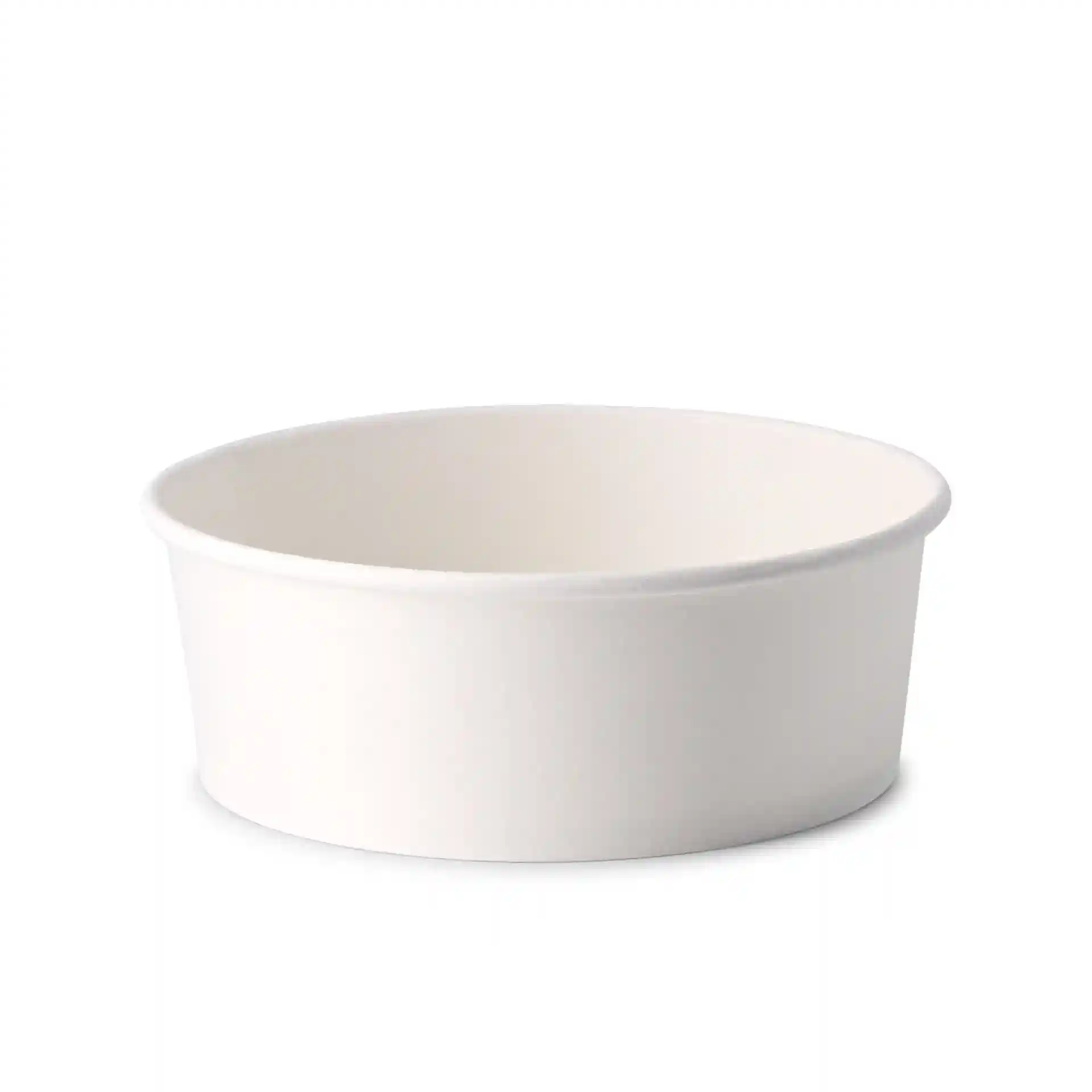 White round cardboard bowl with a diameter of 185 mm and a height of 67 mm.